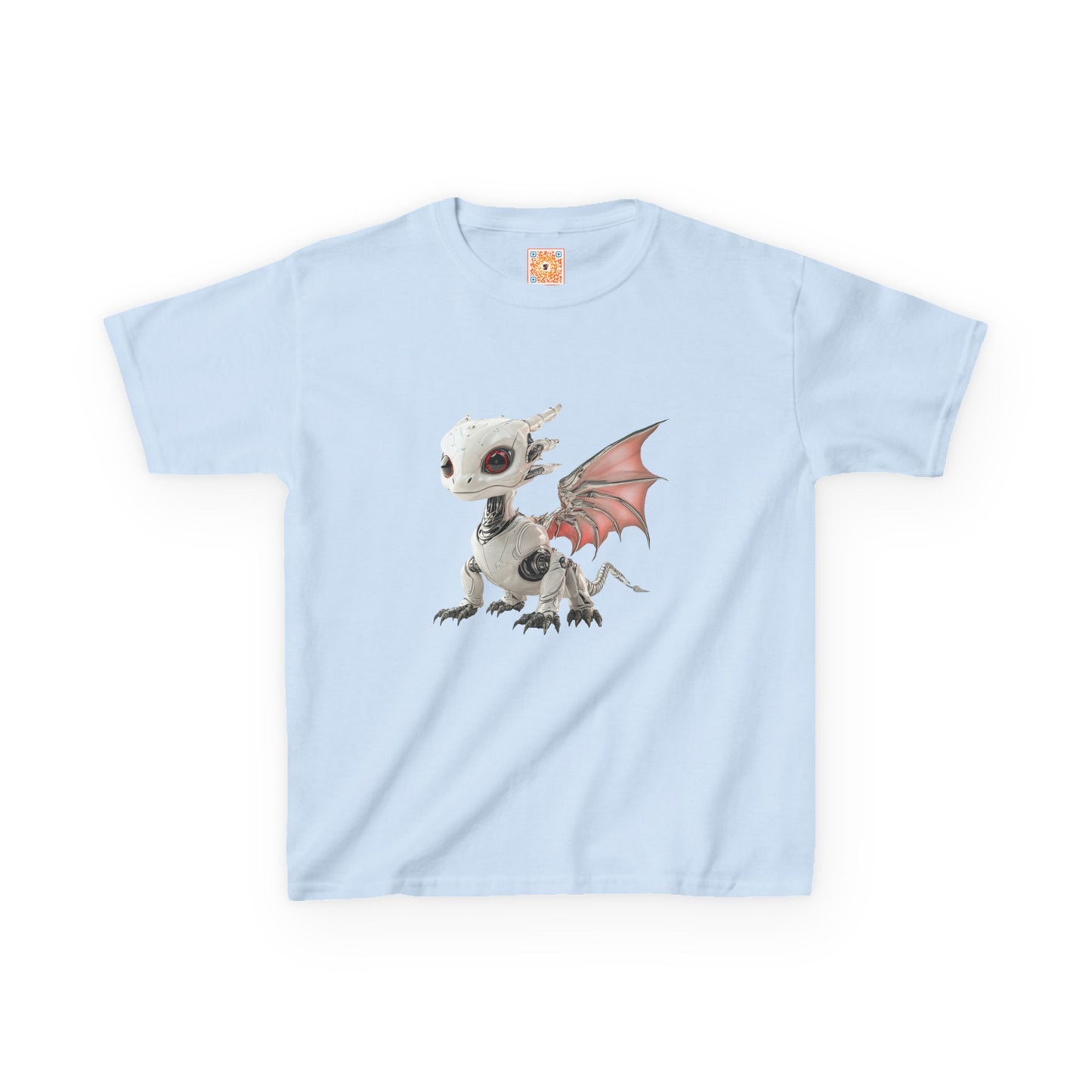 Sitting Grey Robot Dragon Kids 100% Cotton T-Shirt - Teeny Tiny Dragons