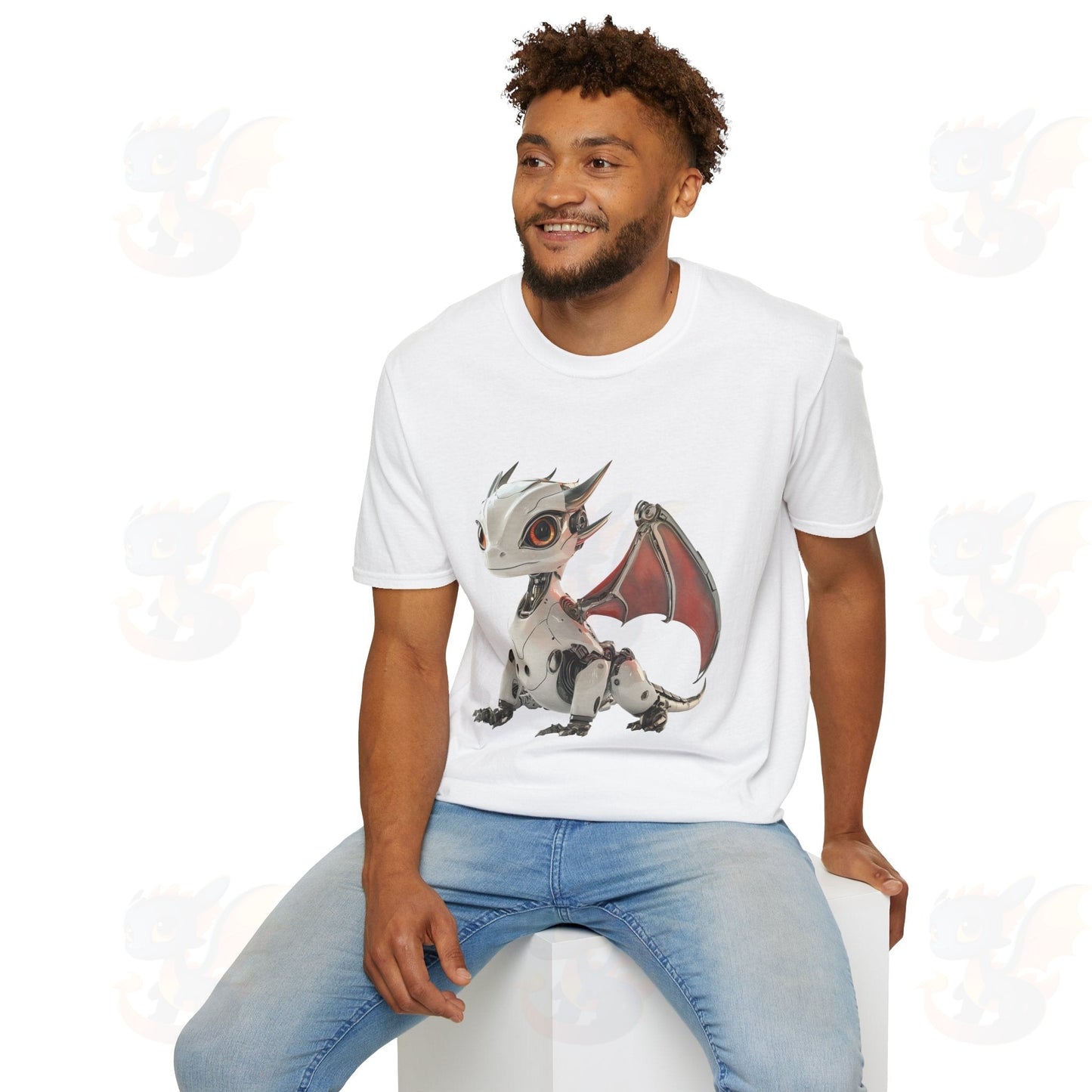 Adult Robot Dragon Design Unisex Softstyle T-Shirt