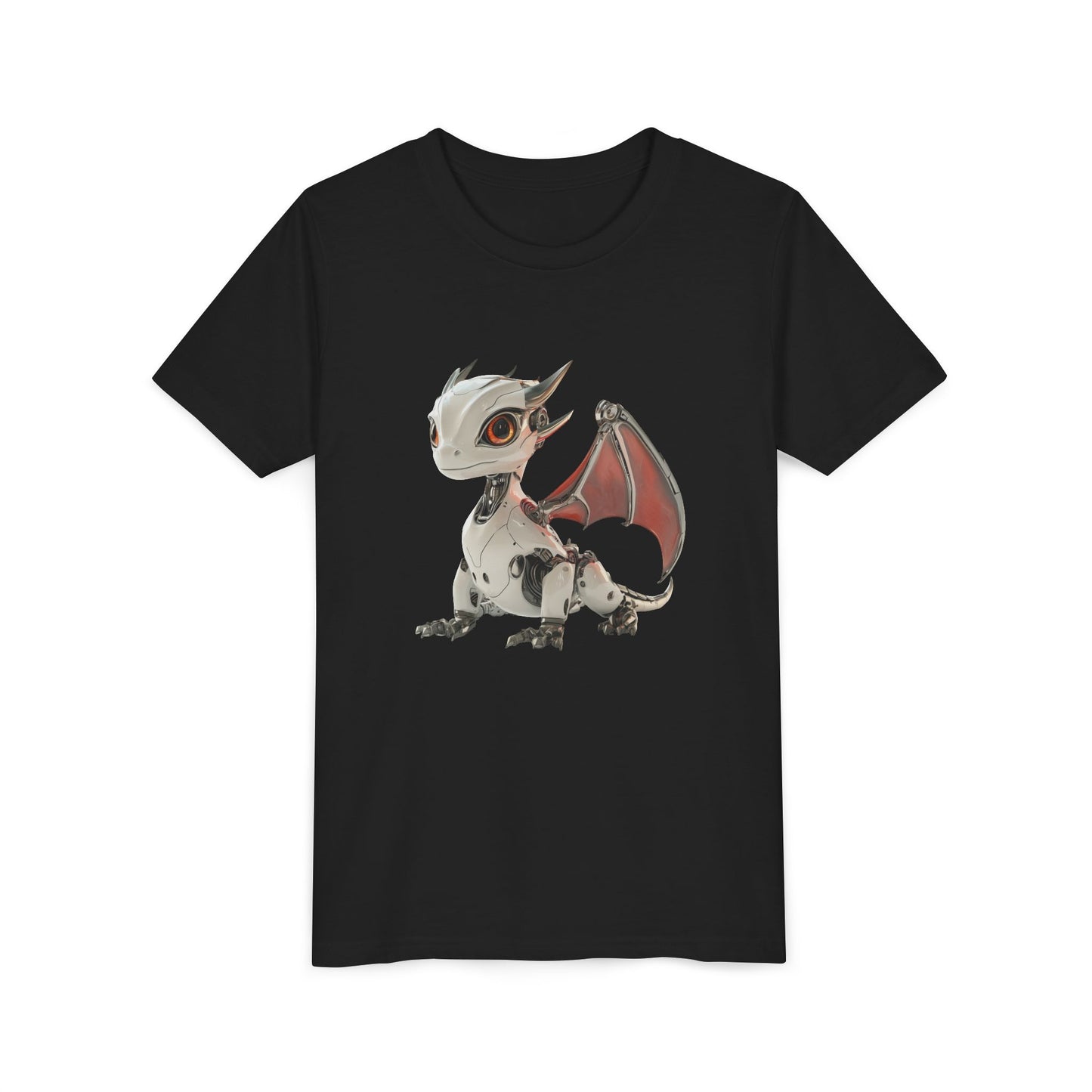 Red Eyed Robot Dragon - Youth Short Sleeve T-Shirt - Teeny Tiny Dragons