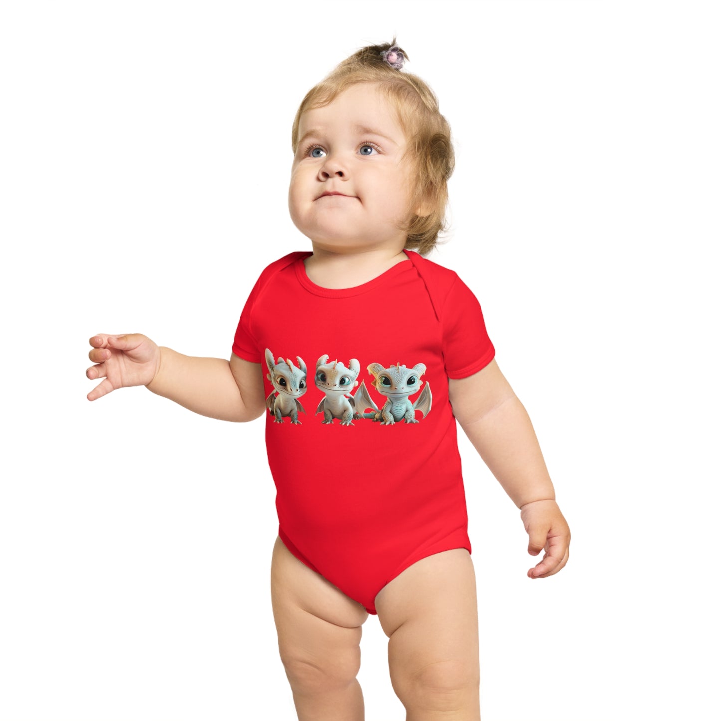 Short Sleeve Baby Bodysuit with 3 Cute Baby Dragons | Teeny Tiny Dragons