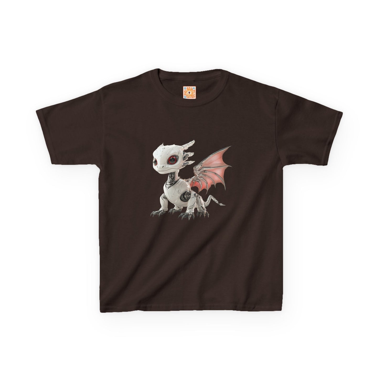 Sitting Grey Robot Dragon Kids 100% Cotton T-Shirt - Teeny Tiny Dragons