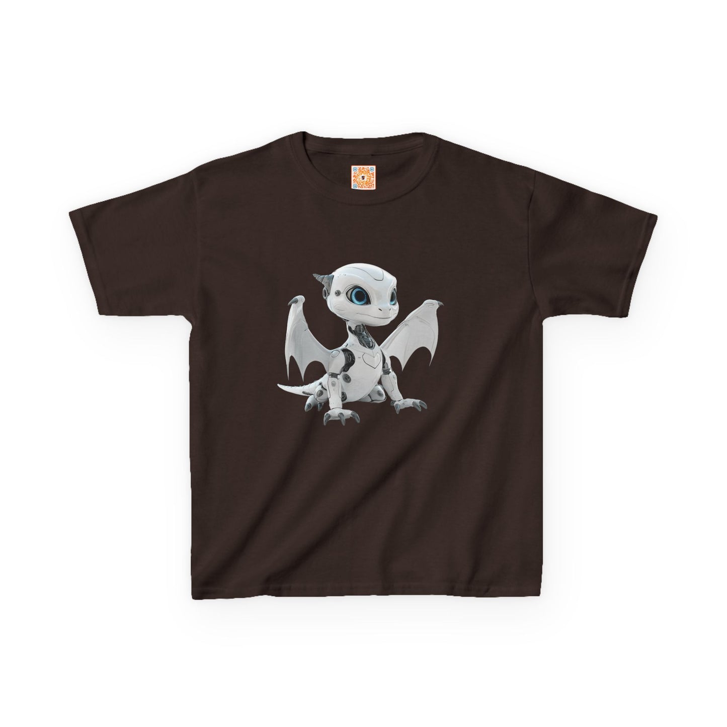 Cute White Robot Dragon Kids Heavy Cotton T-Shirt - Teeny Tiny Dragons