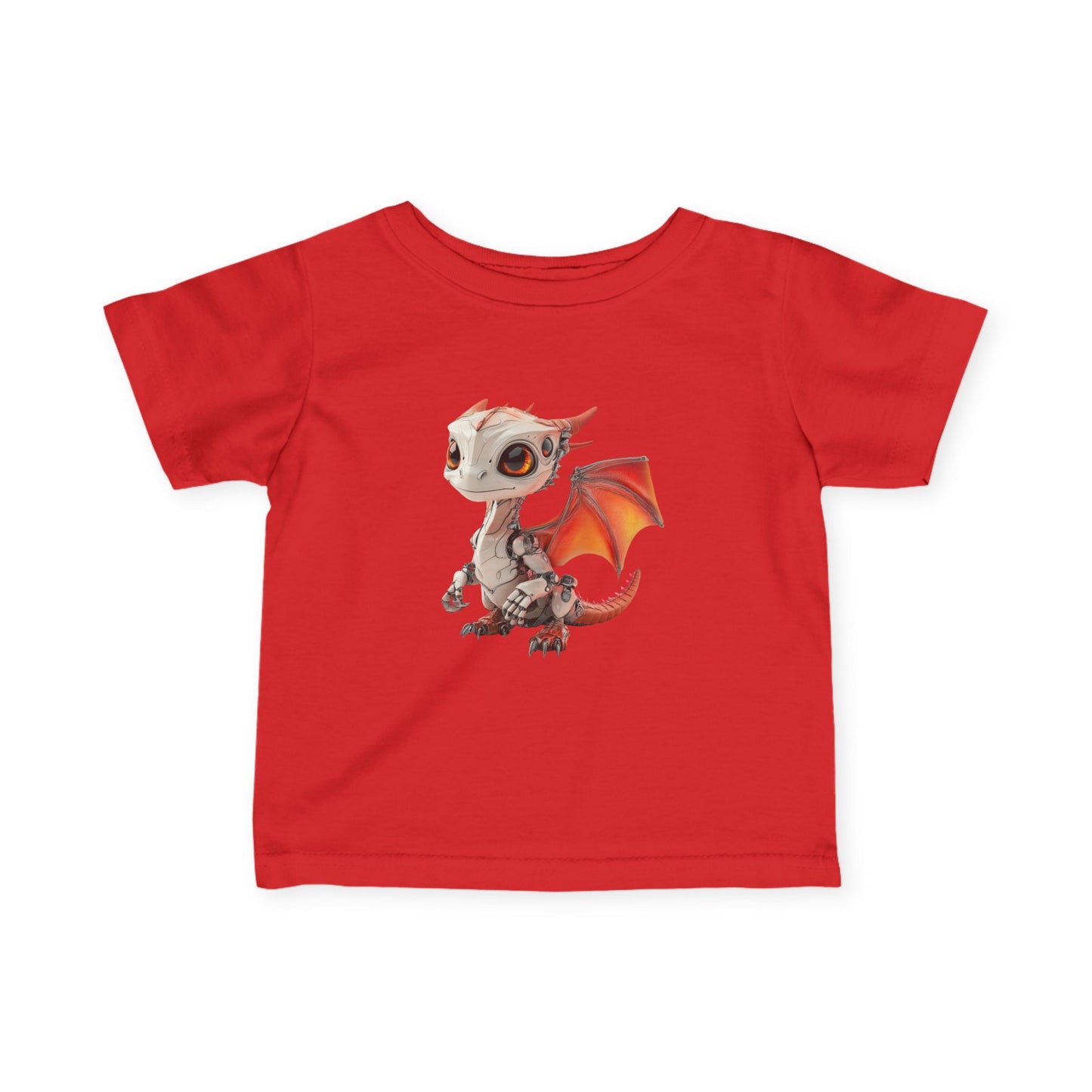 Cute Little Red Robot Dragon Infant Fine Jersey T-Shirt - Teeny Tiny Dragons