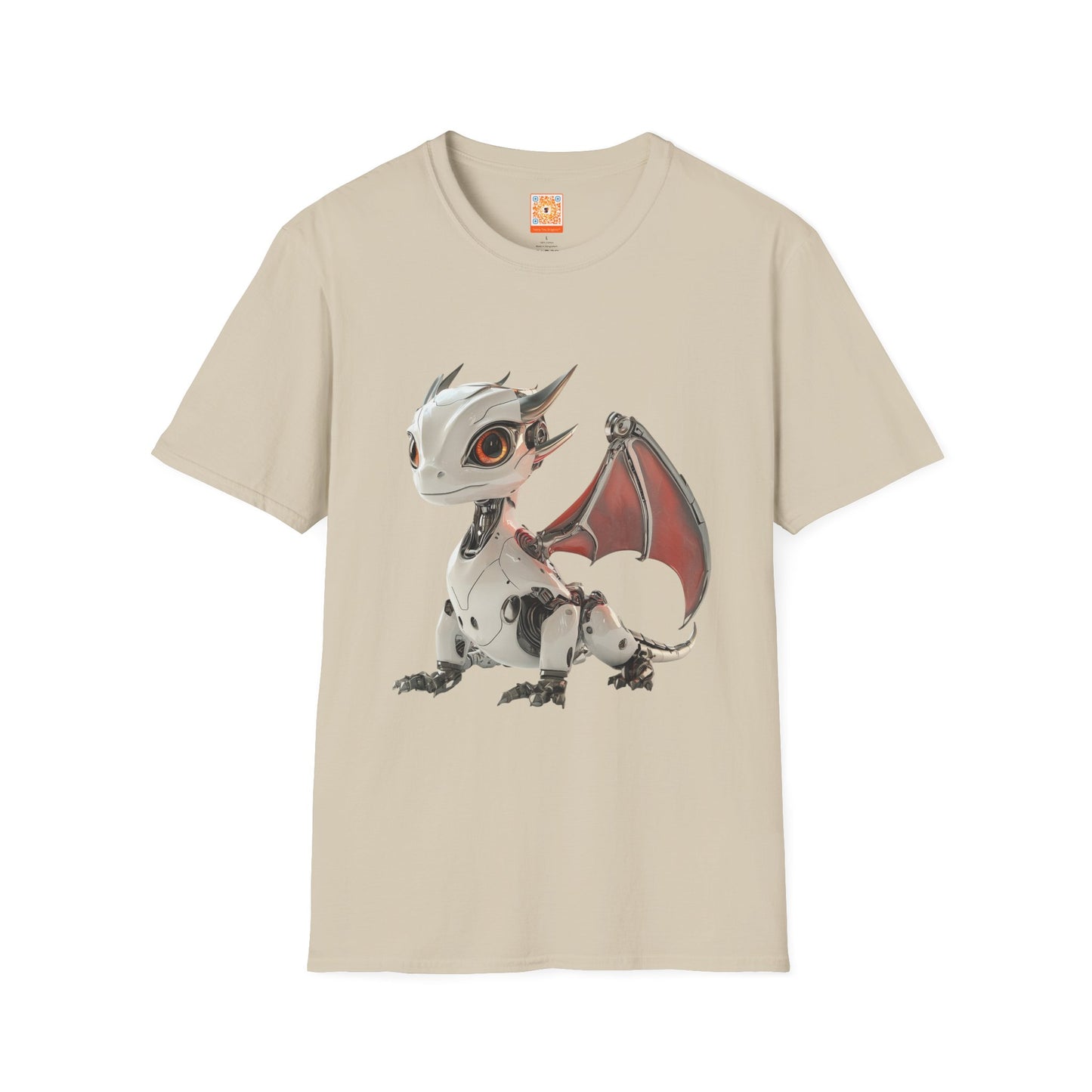 Sitting Robot Dragon Adult Unisex Softstyle T-Shirt - Teeny Tiny Dragons
