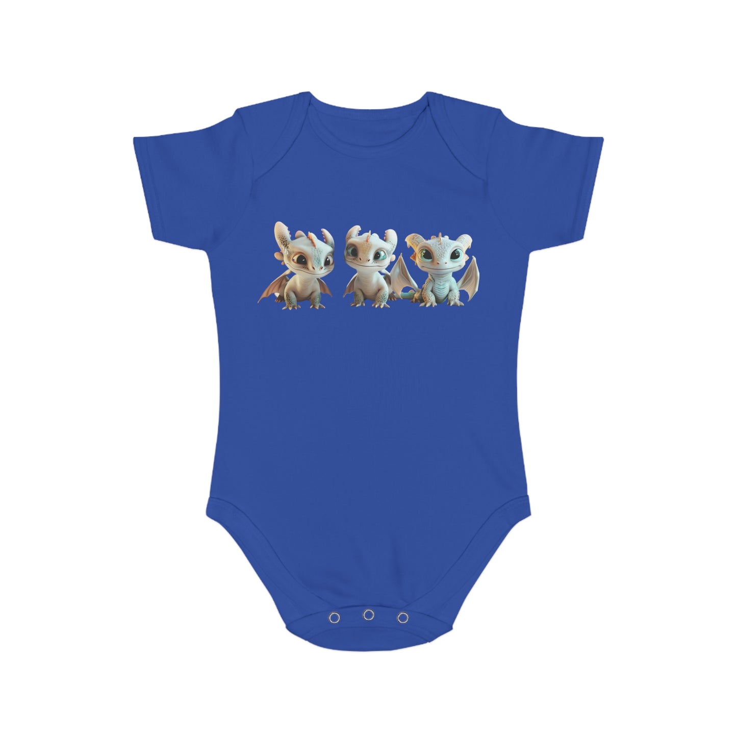 Short Sleeve Baby Bodysuit with 3 Cute Baby Dragons | Teeny Tiny Dragons