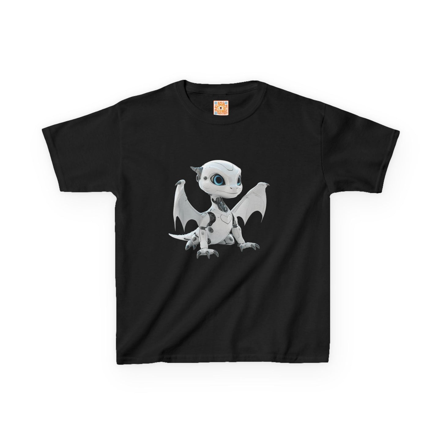 Cute White Robot Dragon Kids Heavy Cotton T-Shirt - Teeny Tiny Dragons