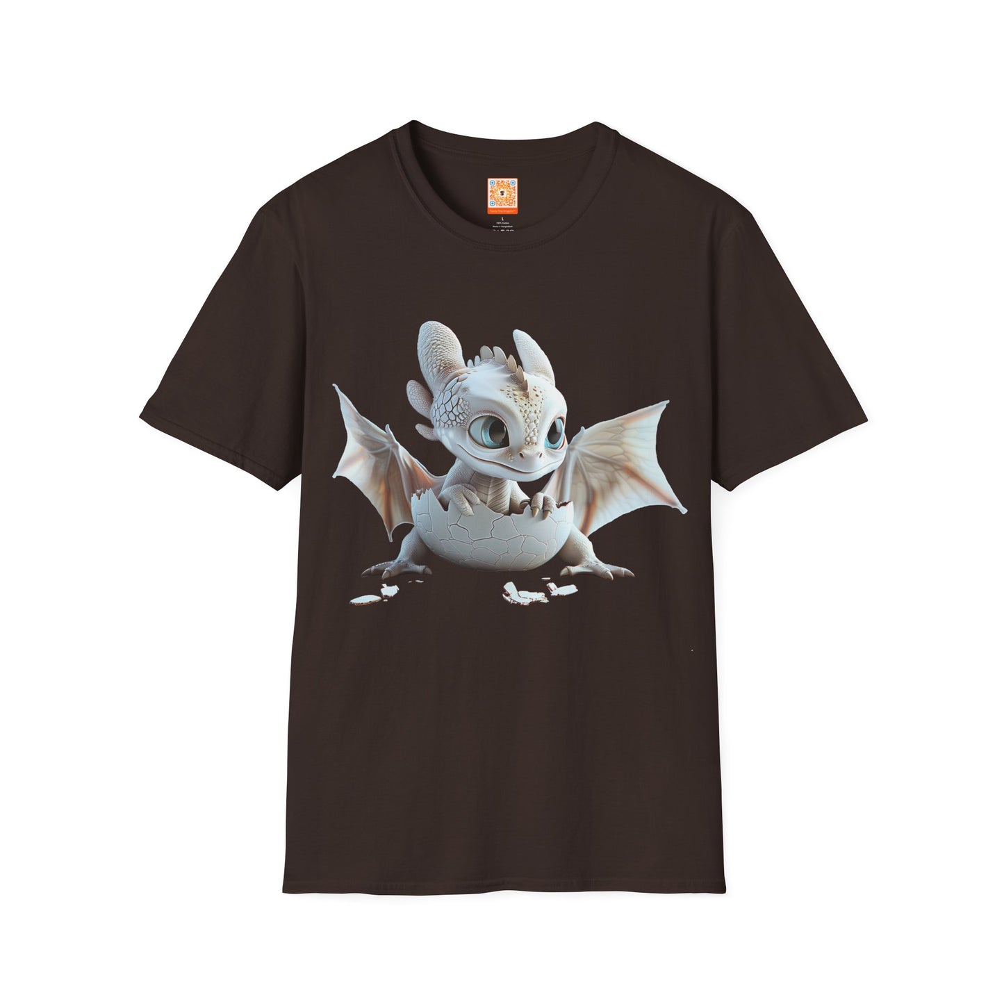 Baby Dragon Hatching from Egg Adult Unisex Softstyle T-Shirt - Teeny Tiny Dragons