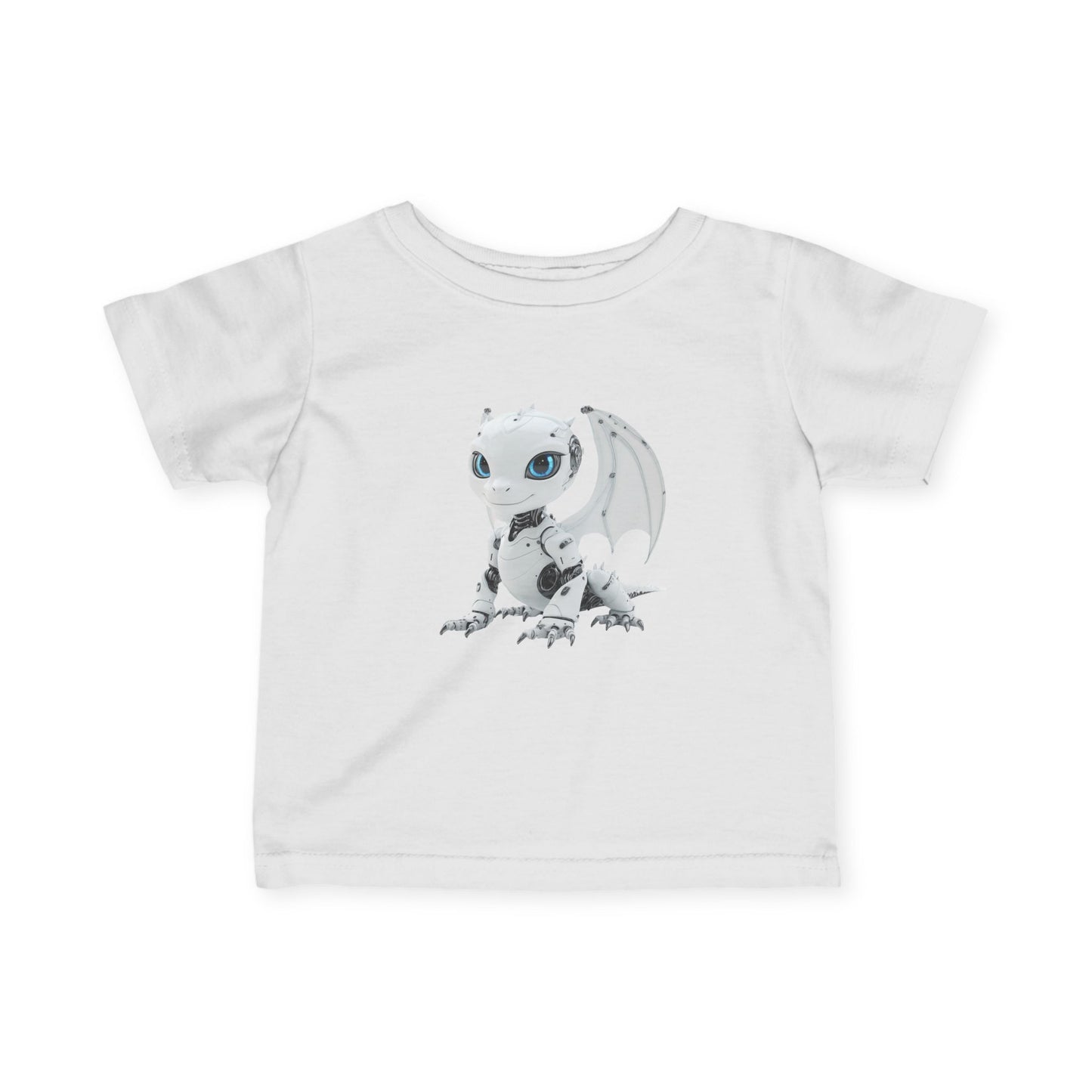 White Robot Dragon Infant Fine Jersey T-Shirt - Teeny Tiny Dragons