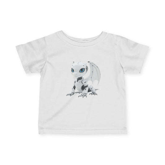 White Robot Dragon Infant Fine Jersey T-Shirt - Teeny Tiny Dragons
