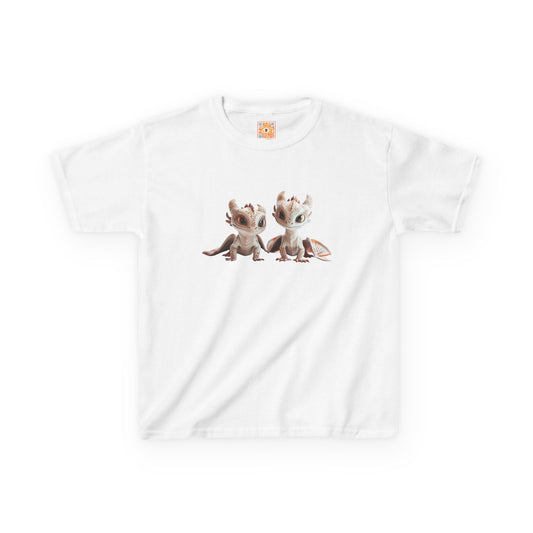 2 Adorable Dragons Kids Heavy Cotton T-Shirt - Teeny Tiny Dragons
