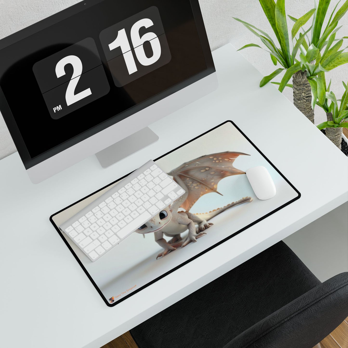 Happy Smiley Little Dragon Desk Mat - Teeny Tiny Dragons