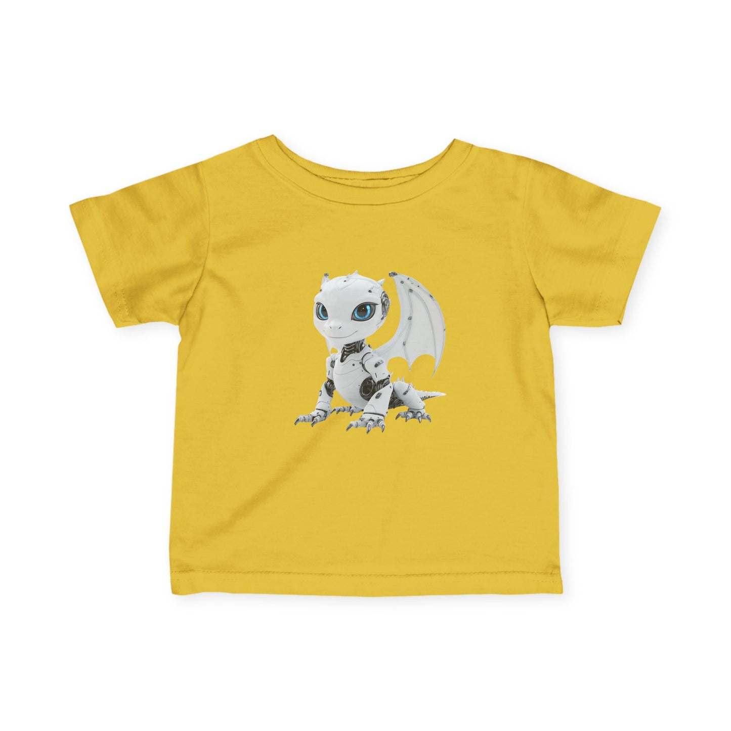 White Robot Dragon Infant Fine Jersey T-Shirt - Teeny Tiny Dragons
