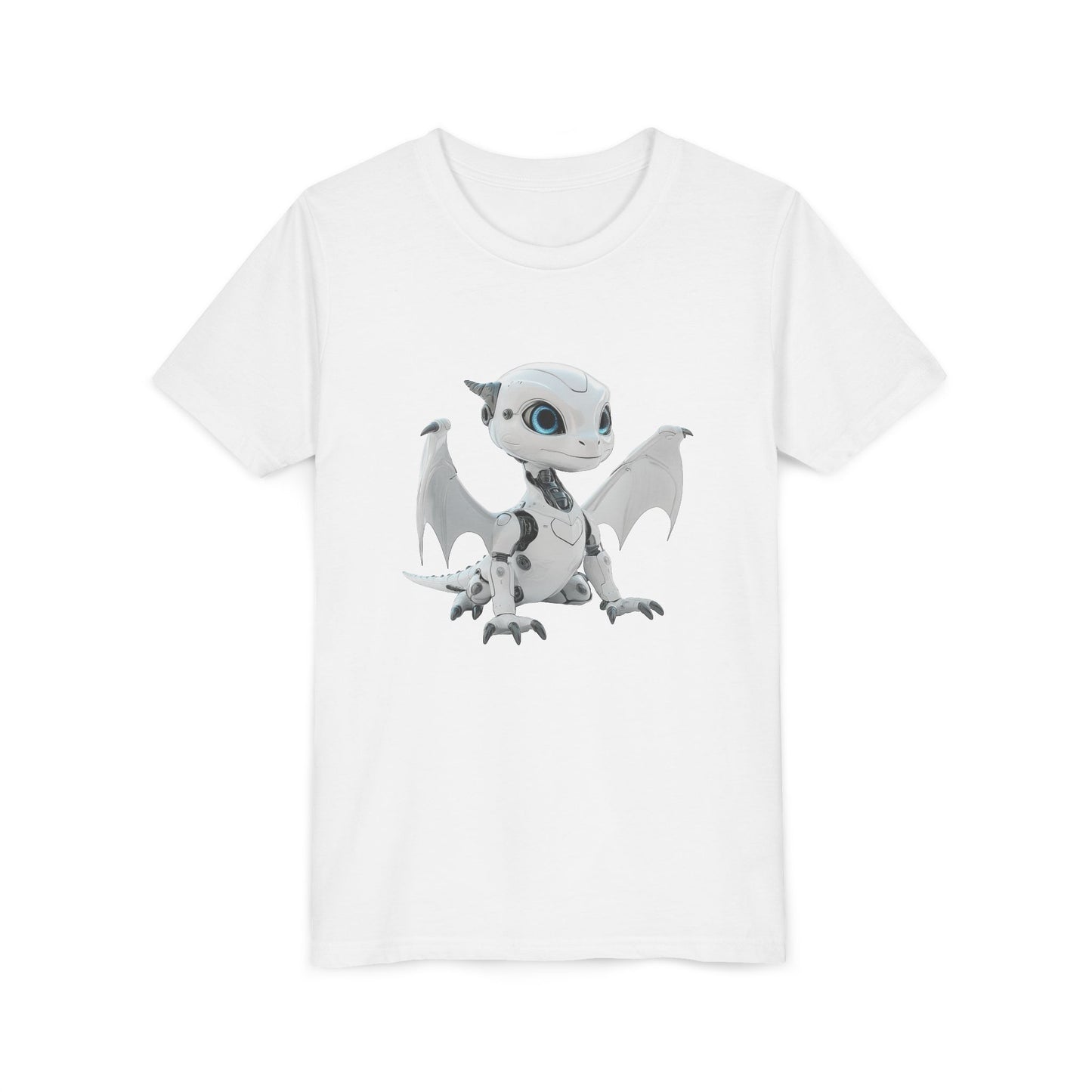 White Robot Dragon - Youth Short Sleeve T-Shirt - Teeny Tiny Dragons