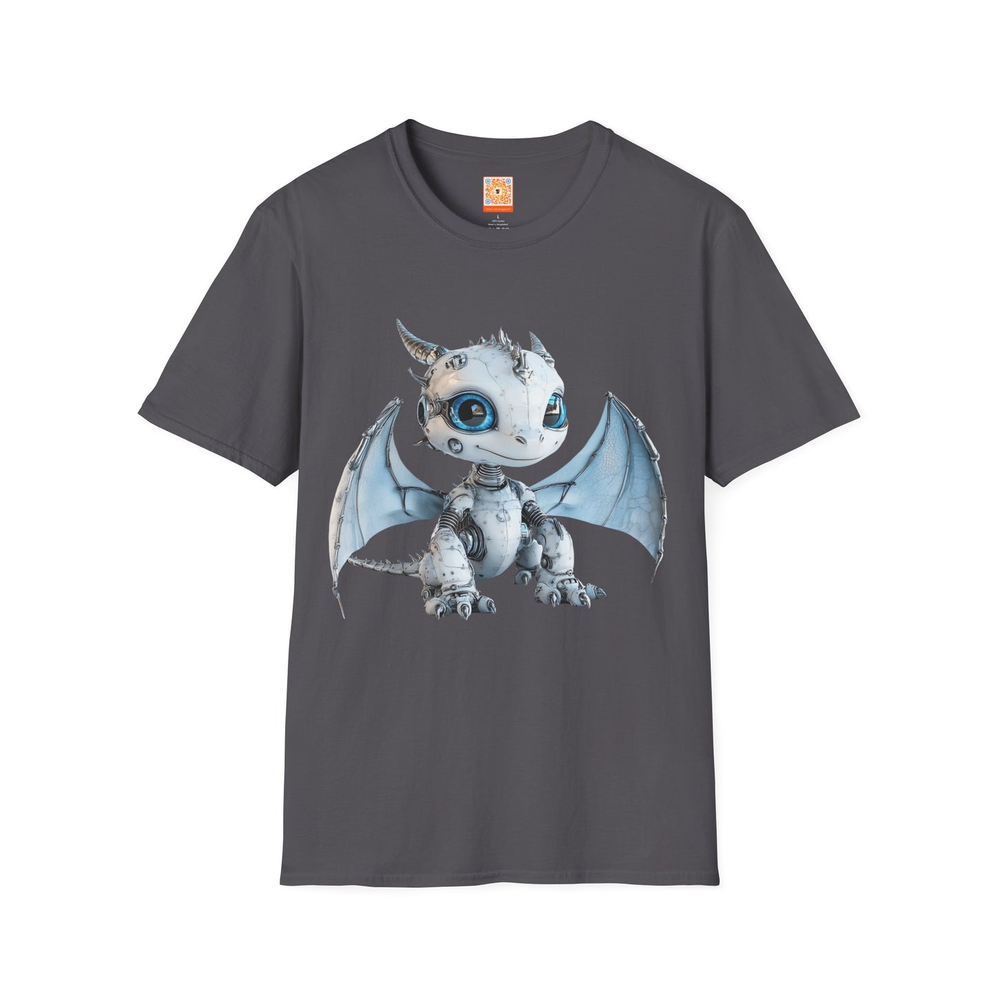 Blue Robot Dragon Adult Unisex Softstyle T-Shirt - Teeny Tiny Dragons