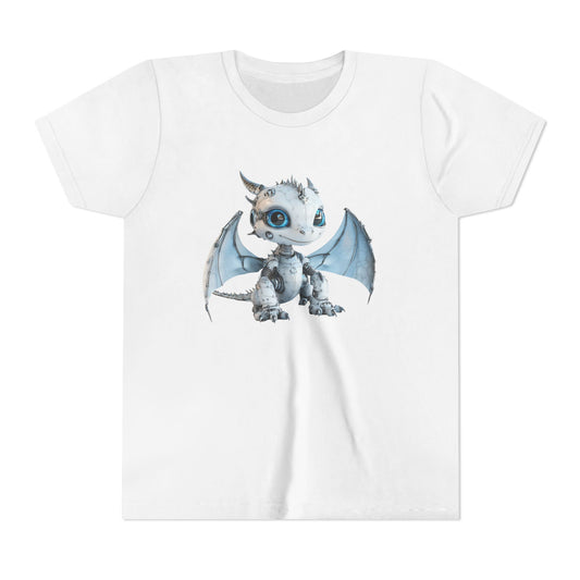 White Robot Dragon Kids Tee - Fun Adventure Design - Teeny Tiny Dragons