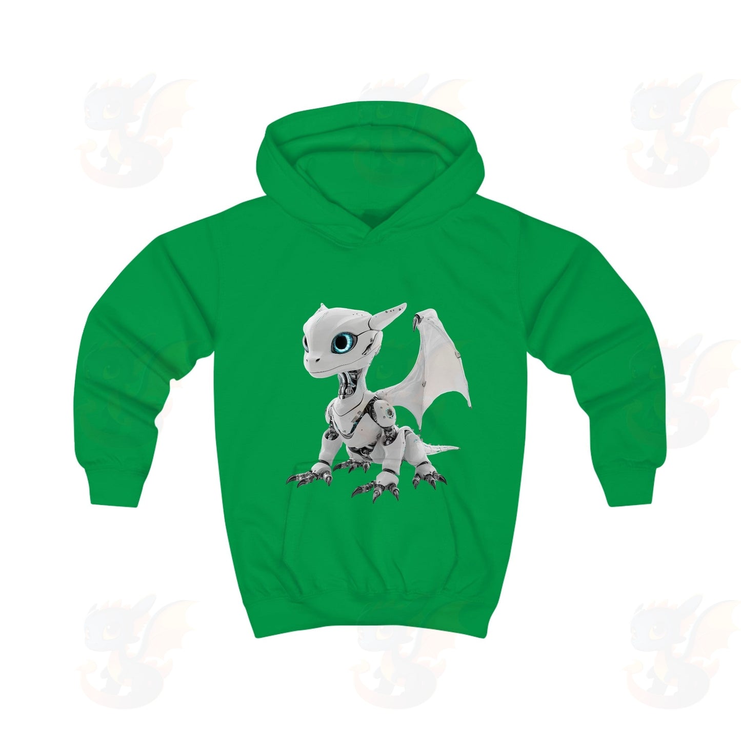 White Robot Dragon Design Kids Hoodie