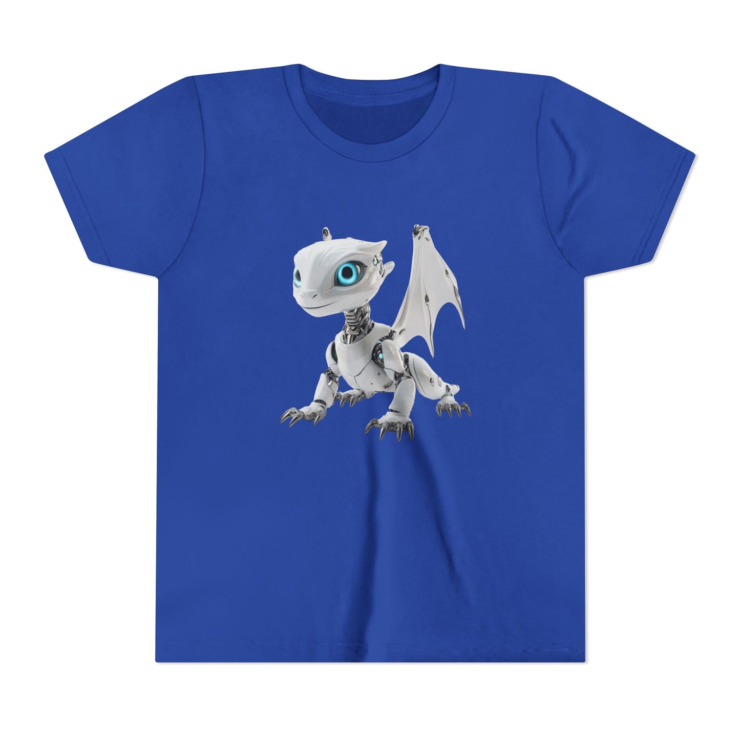 White Robot Dragon - Youth Short Sleeve T-Shirt - Teeny Tiny Dragons