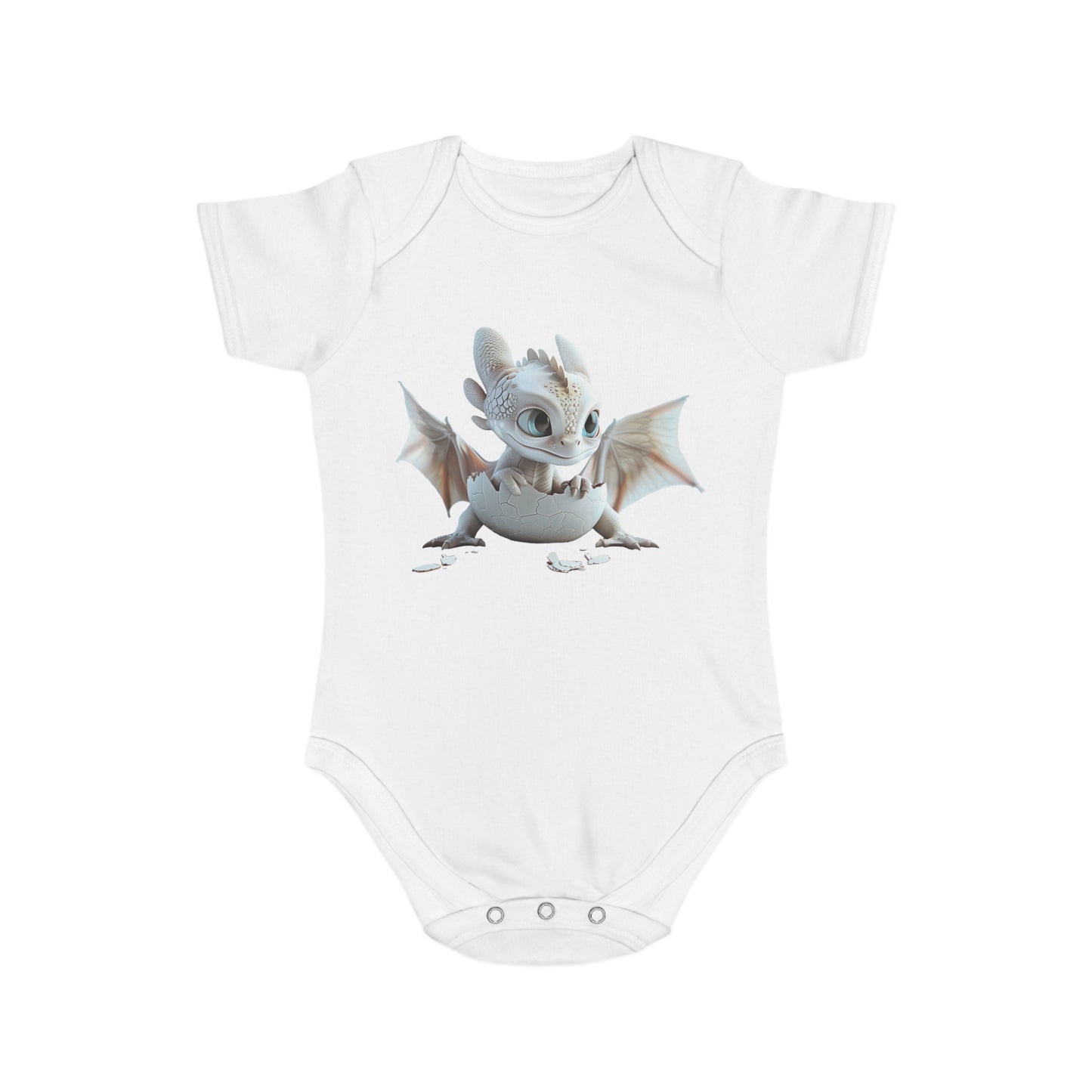 Short Sleeve Baby Bodysuit with an Adorable Baby Dragon