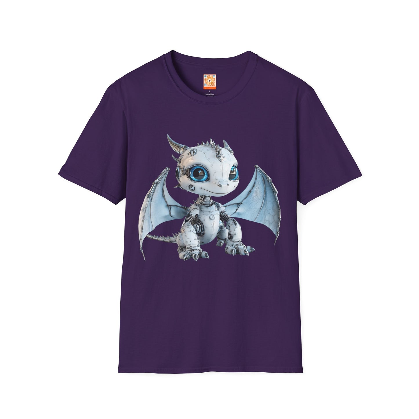 Blue Robot Dragon Adult Unisex Softstyle T-Shirt - Teeny Tiny Dragons