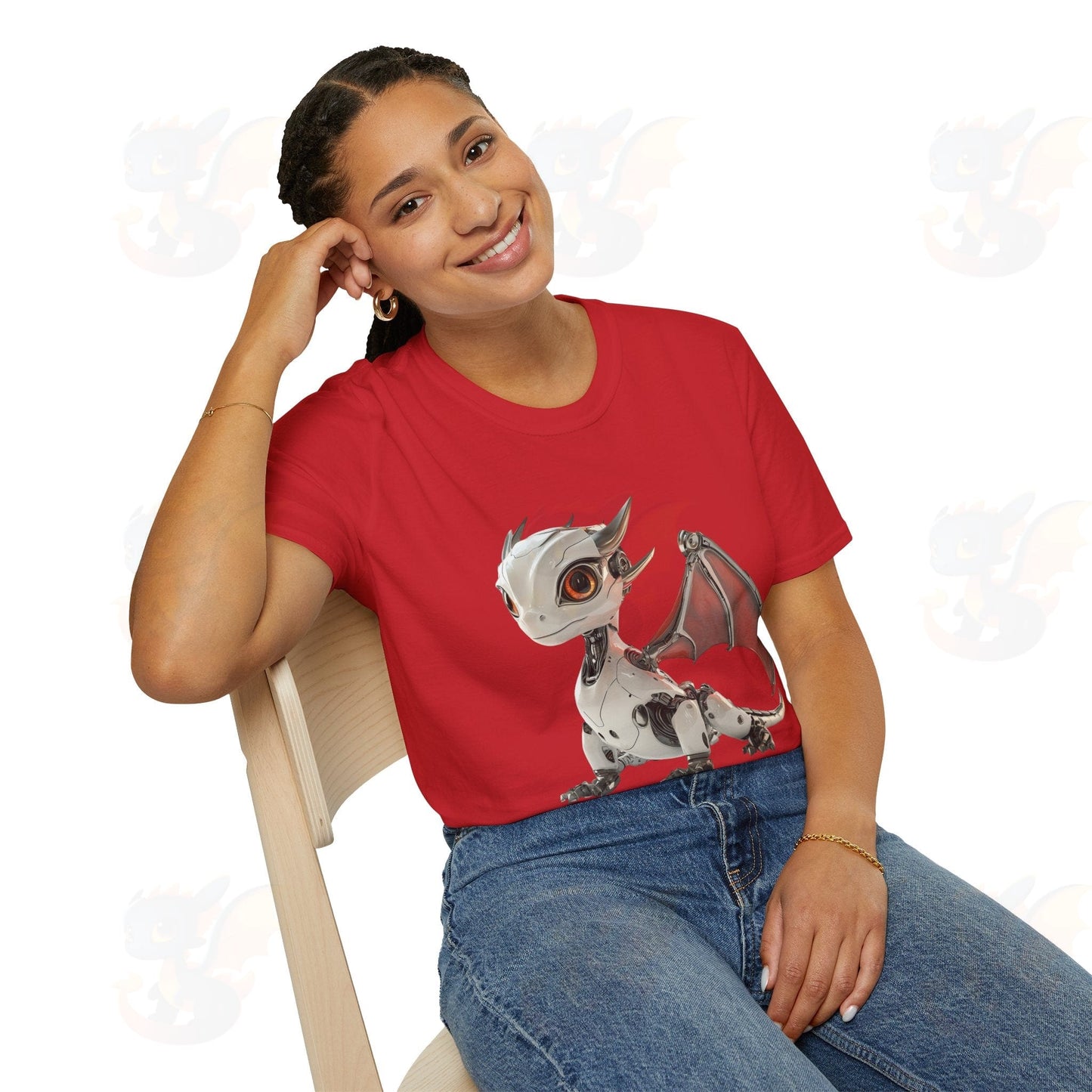 Adult Robot Dragon Design Unisex Softstyle T-Shirt