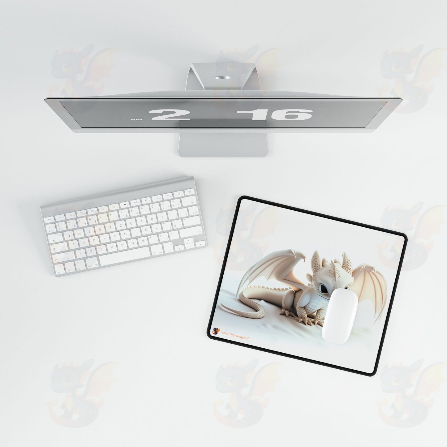 A Cute White Baby Dragon Mouse Mat