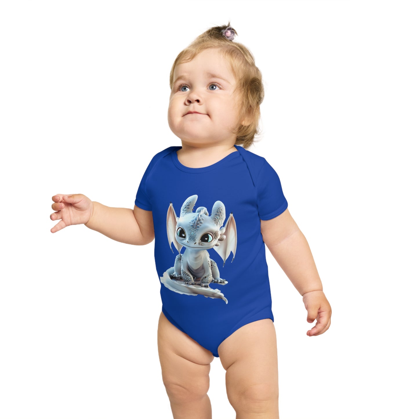 Short Sleeve Baby Bodysuit with an Adorable Baby Dragon