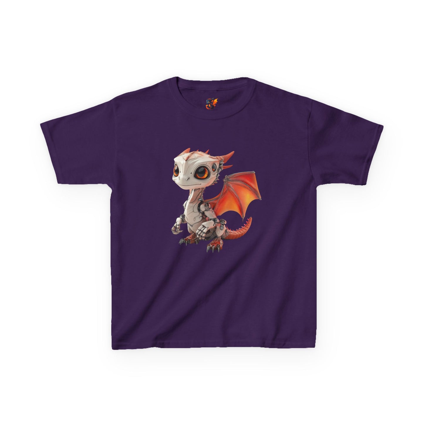Red Robot Dragon Kids Heavy Cotton T-Shirt - Teeny Tiny Dragons
