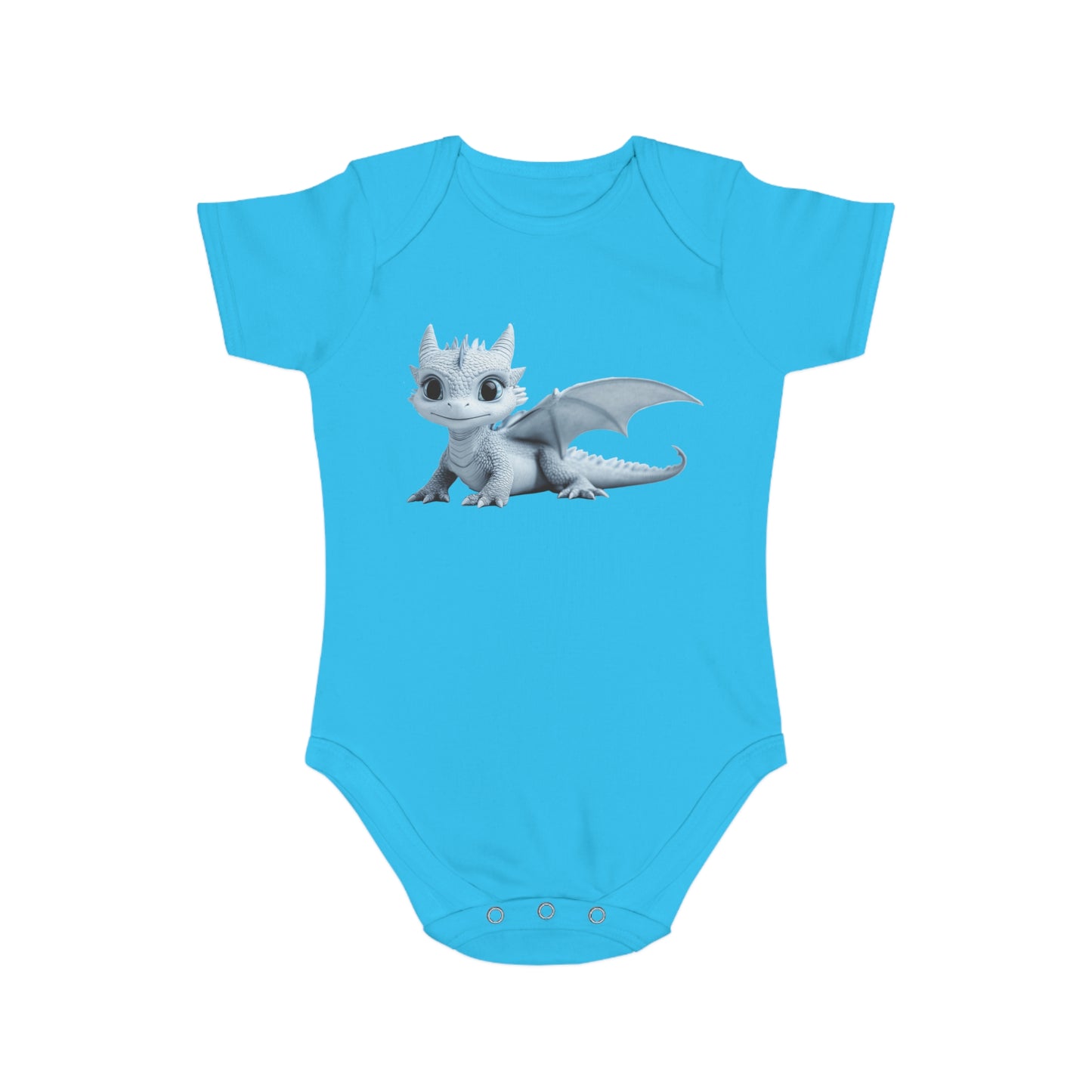 Short Sleeve Baby Bodysuit with an Adorable Baby Dragon
