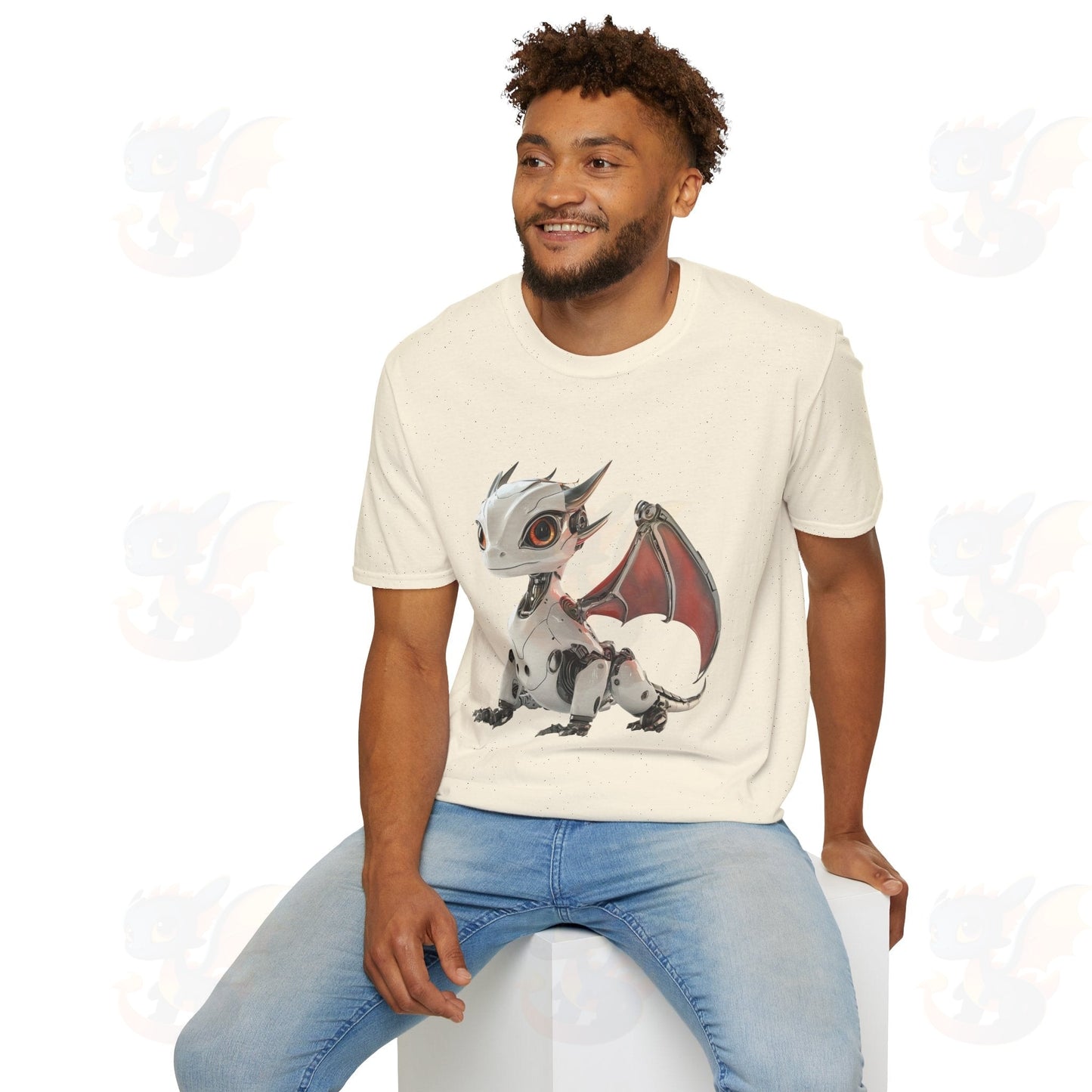 Adult Robot Dragon Design Unisex Softstyle T-Shirt