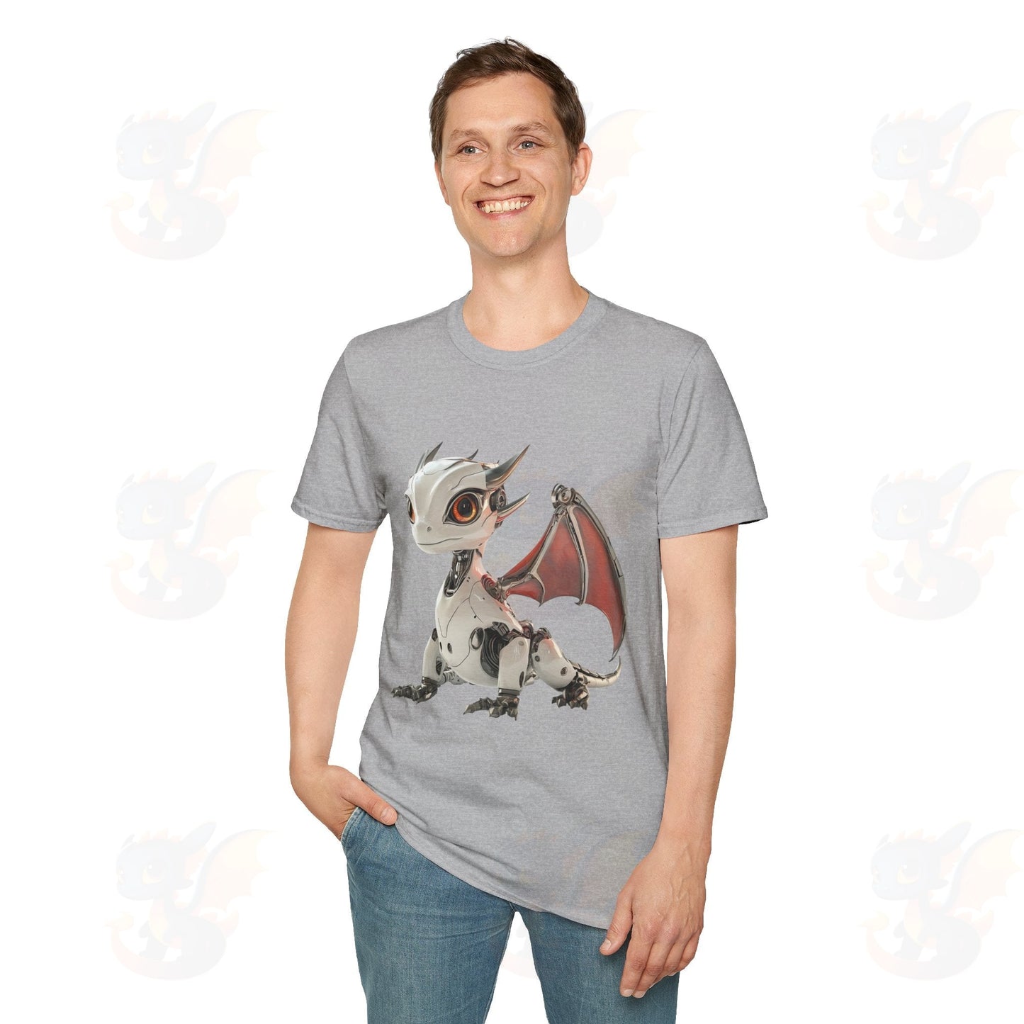 Adult Robot Dragon Design Unisex Softstyle T-Shirt