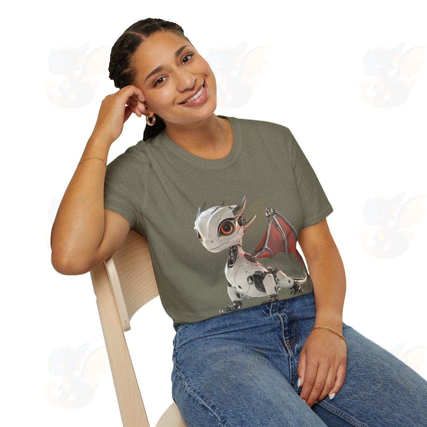 Adult Robot Dragon Design Unisex Softstyle T-Shirt