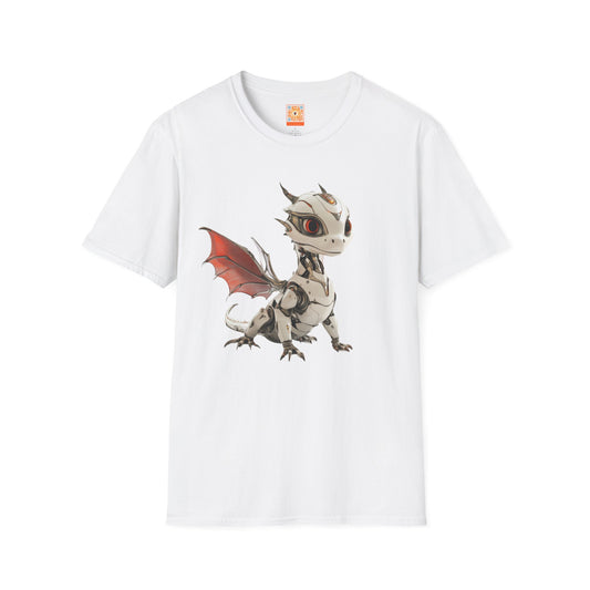 Chrome Robot Dragon Adult Unisex Softstyle T-Shirt - Teeny Tiny Dragons