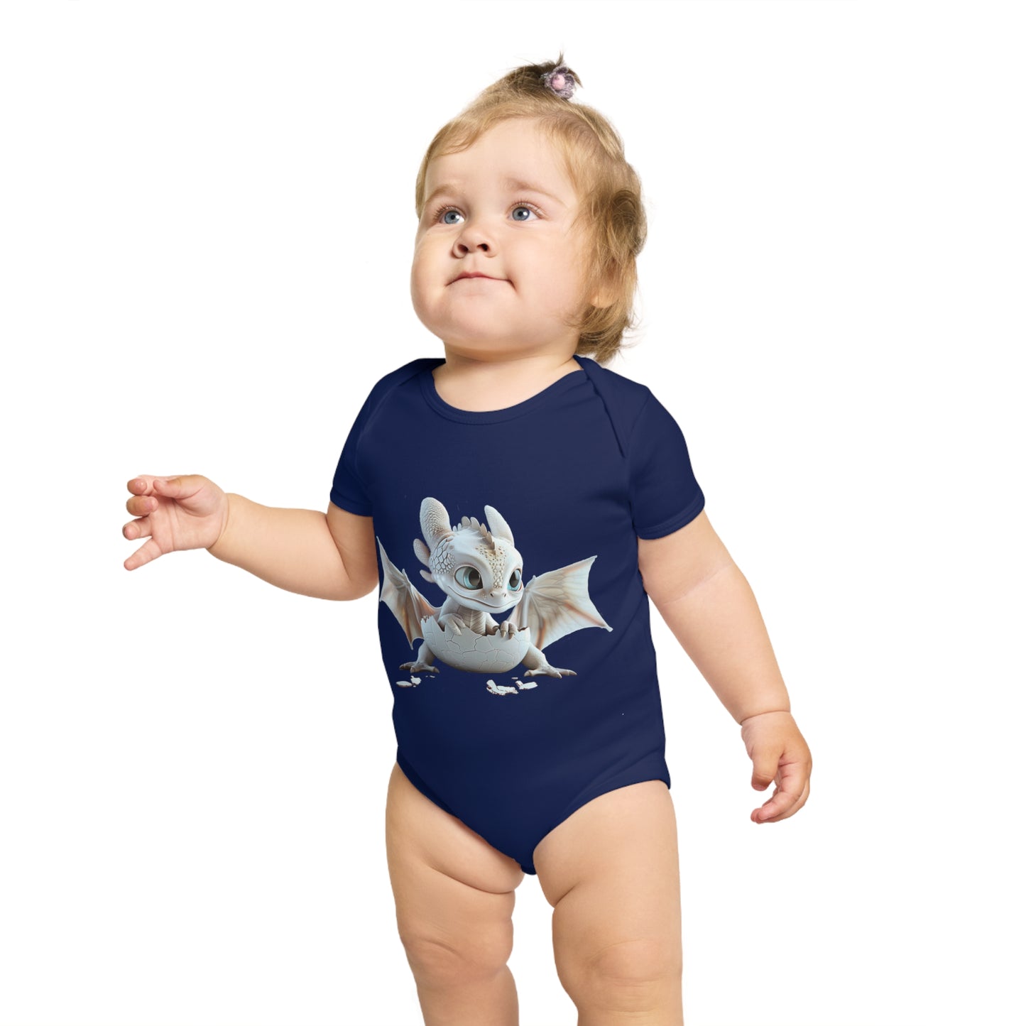 Short Sleeve Baby Bodysuit with an Adorable Baby Dragon