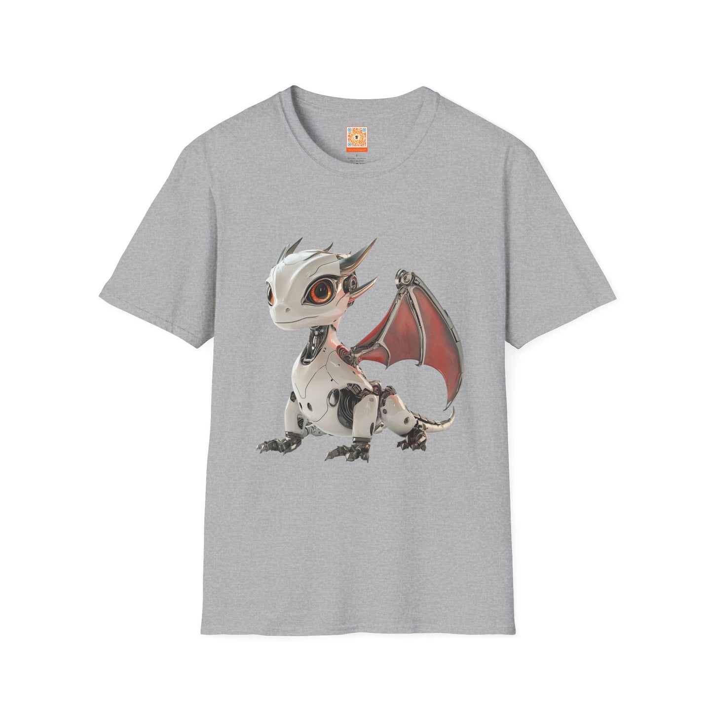 Sitting Robot Dragon Adult Unisex Softstyle T-Shirt - Teeny Tiny Dragons