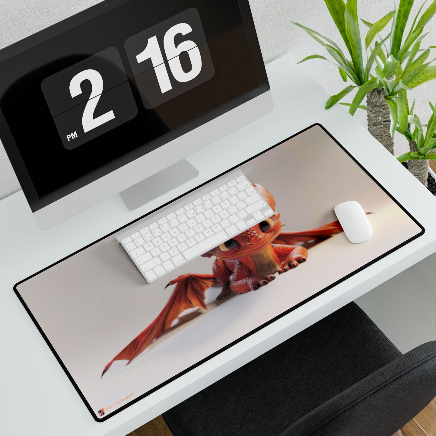 Very Cute Red Dragon Desk Mat - Teeny Tiny Dragons