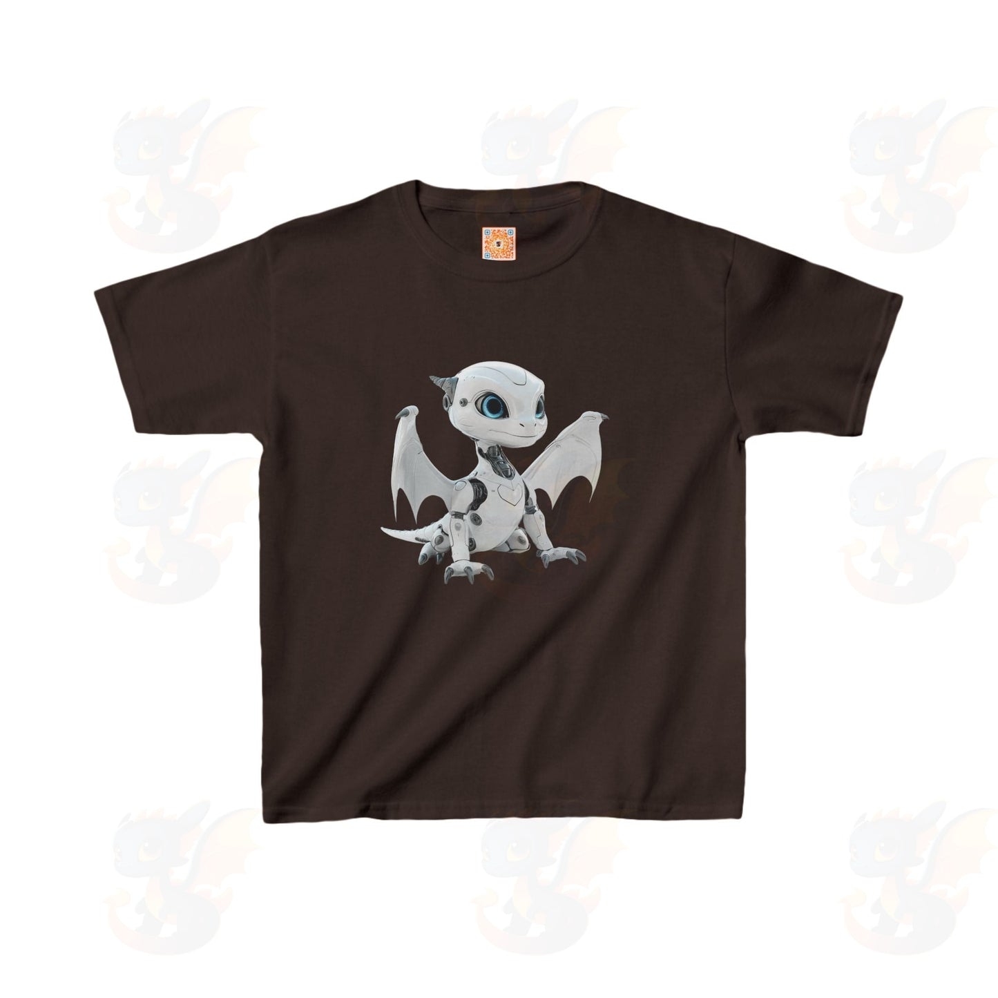 Cute White Robot Dragon - Kids Heavy Cotton™ T-Shirt