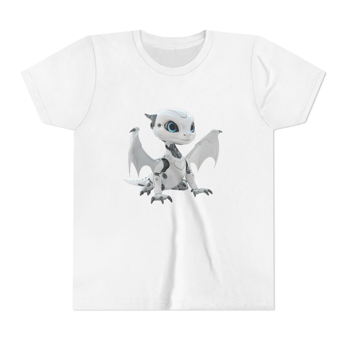 White Robot Dragon - Youth Short Sleeve T-Shirt - Teeny Tiny Dragons
