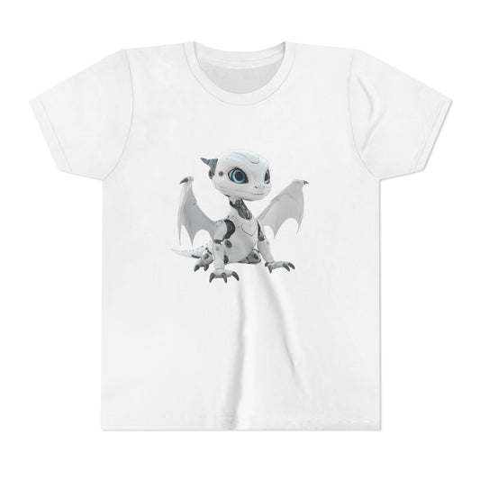 White Robot Dragon - Youth Short Sleeve T-Shirt - Teeny Tiny Dragons