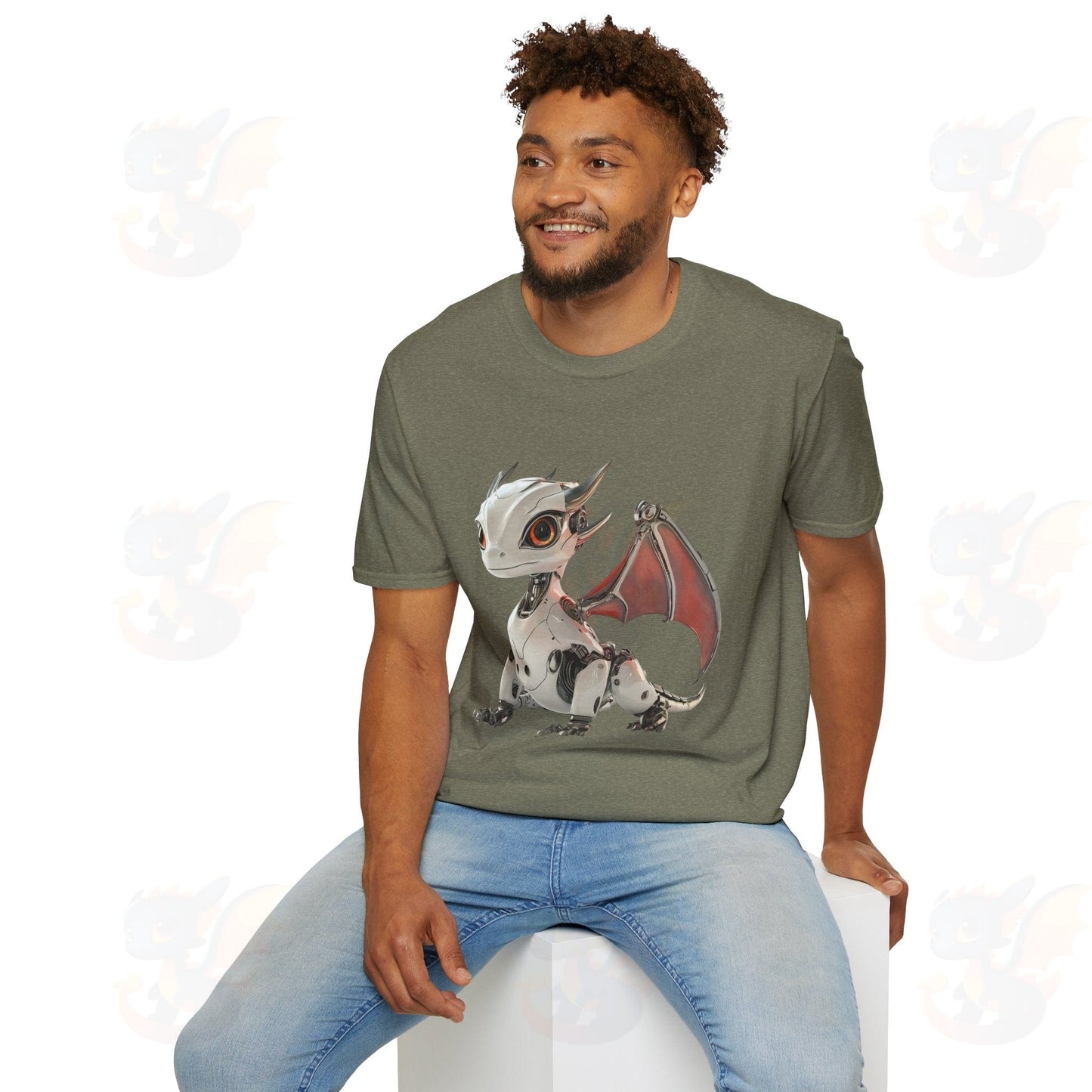 Adult Robot Dragon Design Unisex Softstyle T-Shirt