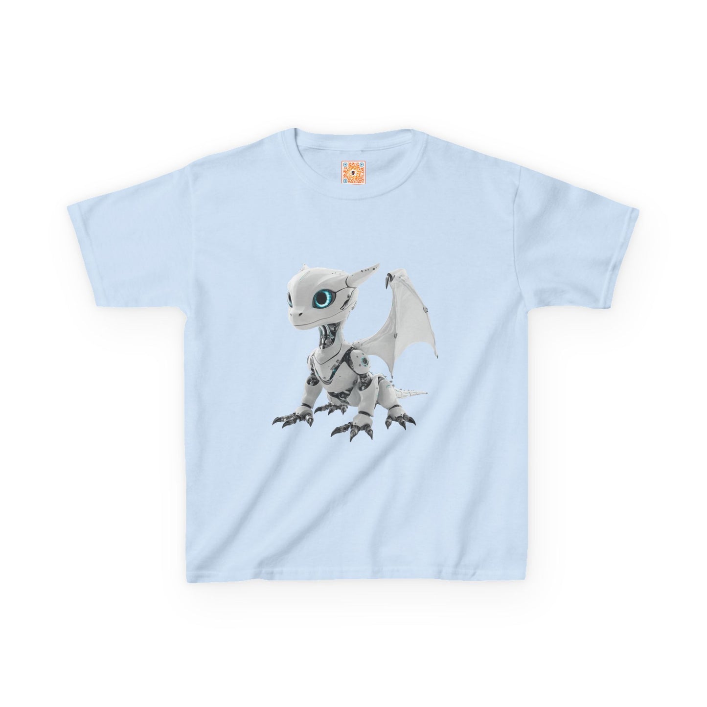 Little White Robot Dragon Kids Heavy Cotton T-Shirt - Teeny Tiny Dragons