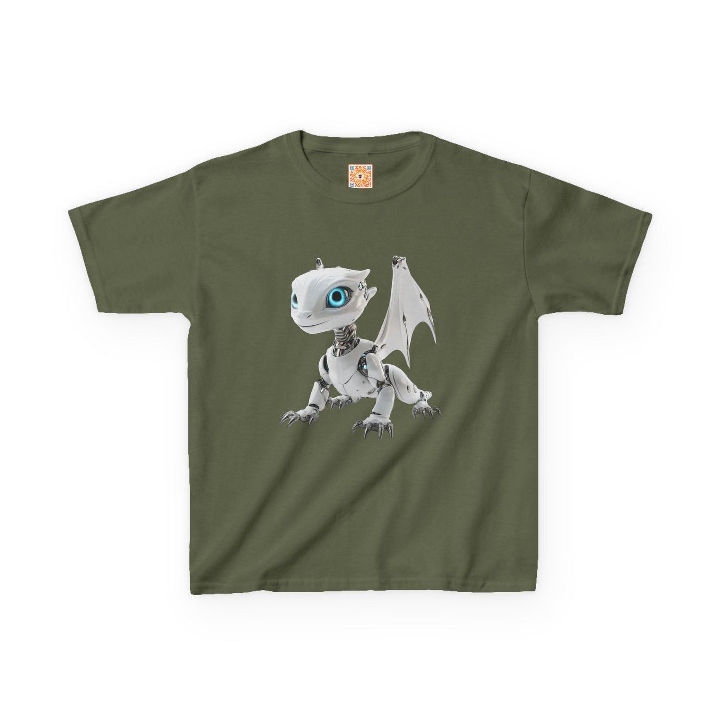 Blue Eyed Robot Dragon Heavy Cotton T-Shirt - Teeny Tiny Dragons