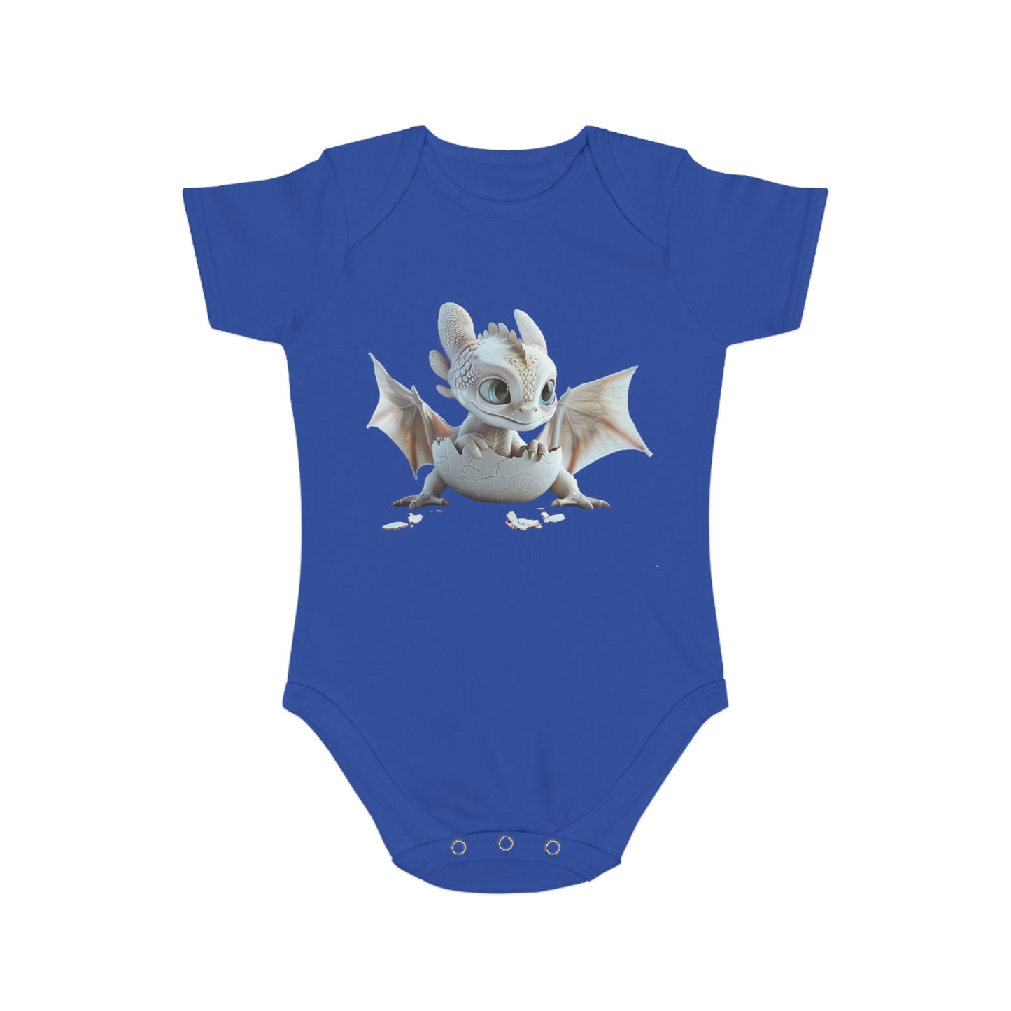 Short Sleeve Baby Bodysuit with an Adorable Baby Dragon