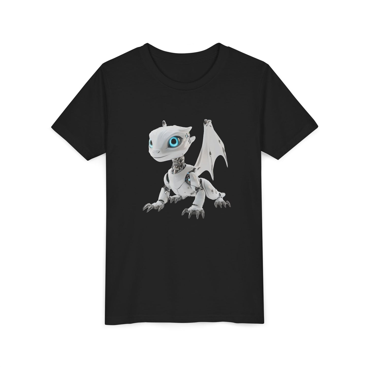 White Robot Dragon - Youth Short Sleeve T-Shirt - Teeny Tiny Dragons
