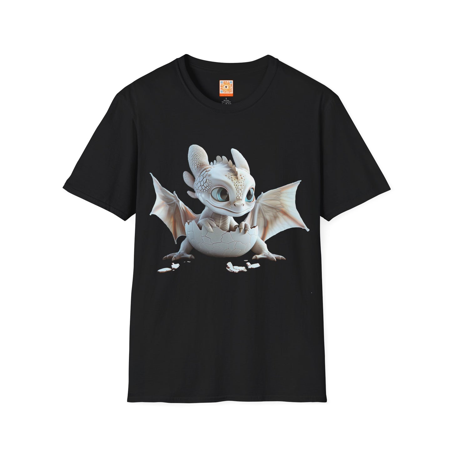 Baby Dragon Hatching from Egg Adult Unisex Softstyle T-Shirt - Teeny Tiny Dragons
