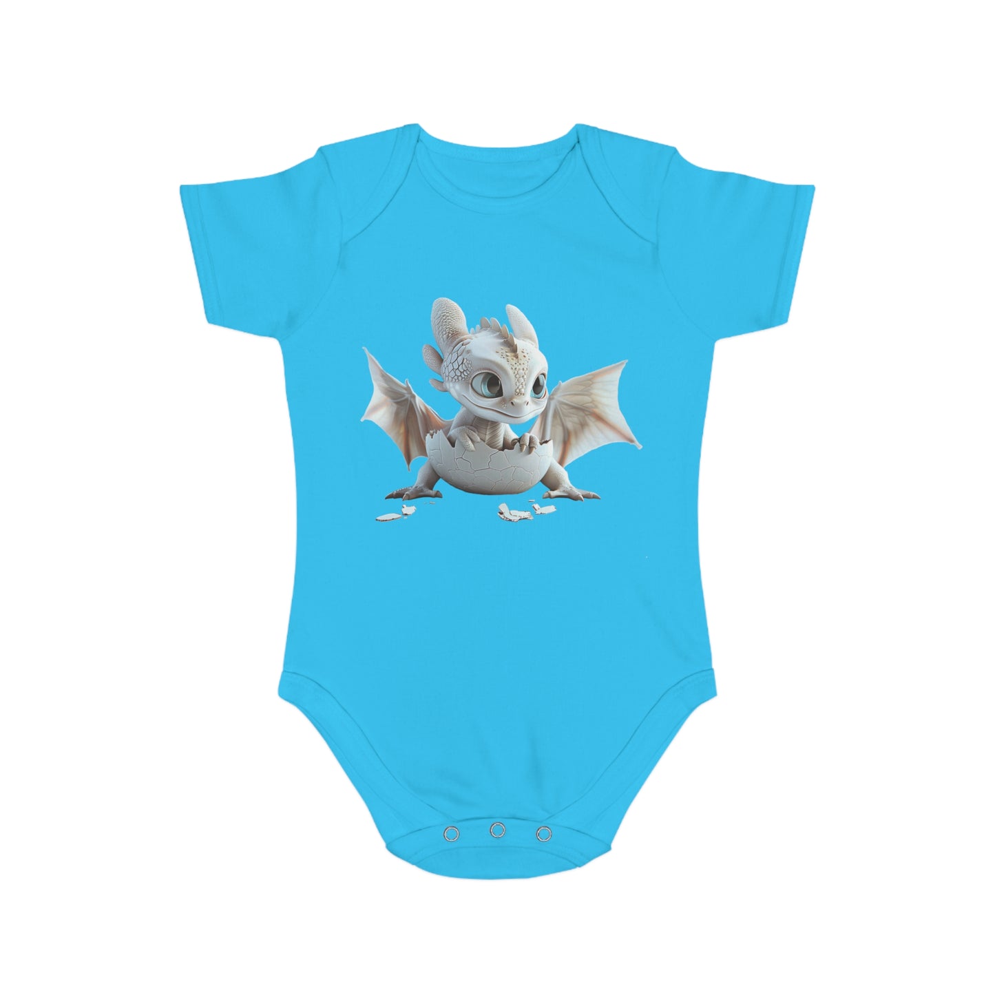 Short Sleeve Baby Bodysuit with an Adorable Baby Dragon