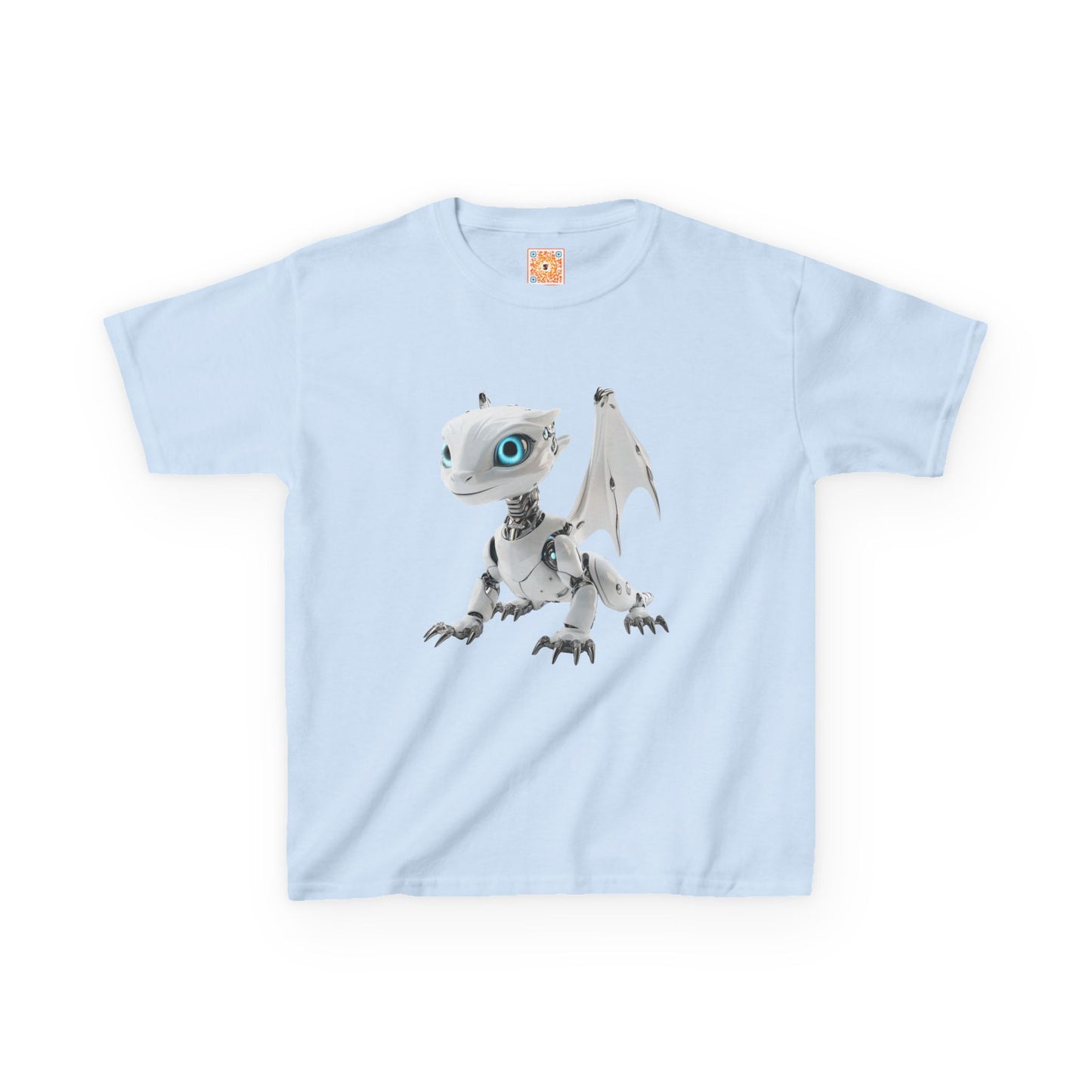 Blue Eyed Robot Dragon Heavy Cotton T-Shirt - Teeny Tiny Dragons