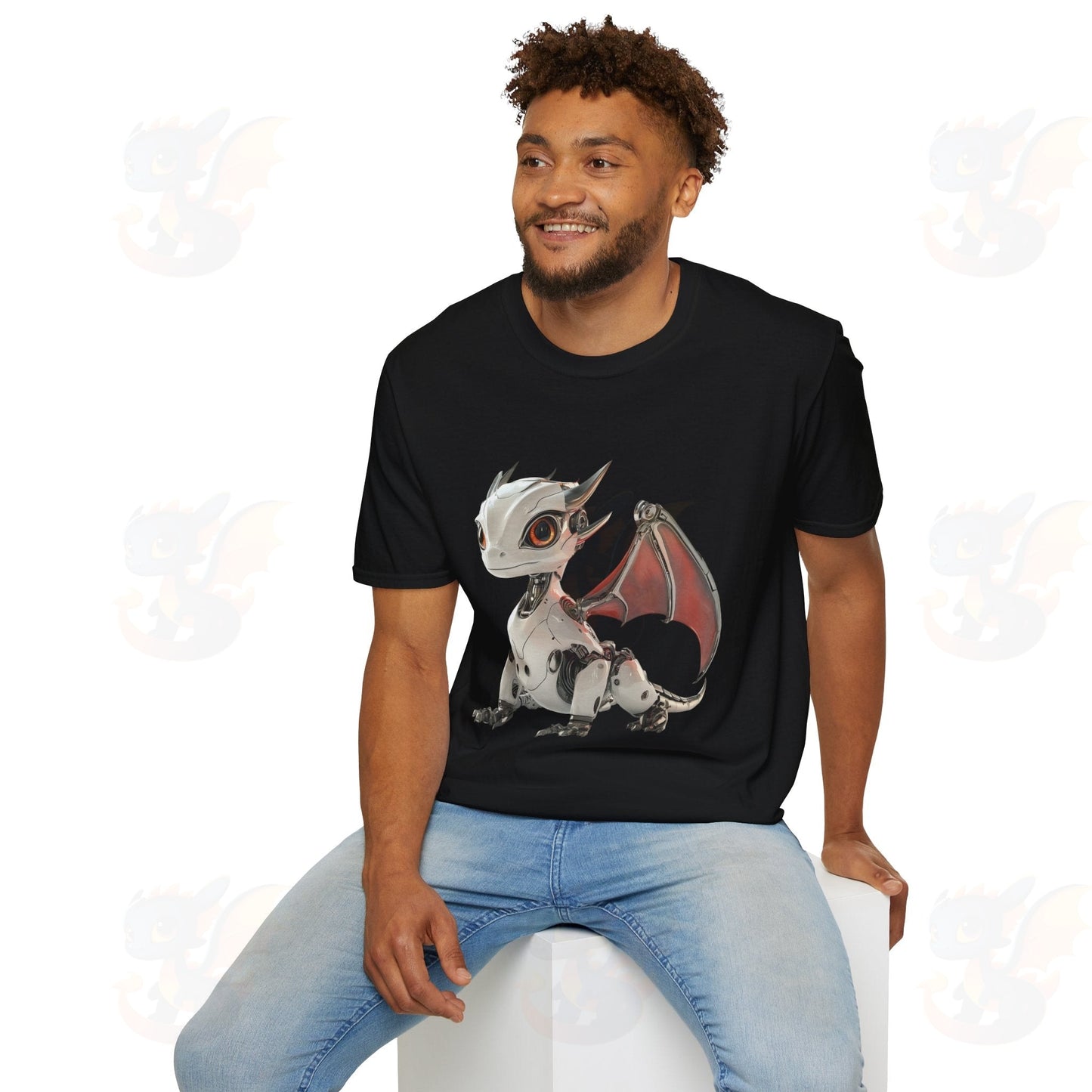 Adult Robot Dragon Design Unisex Softstyle T-Shirt