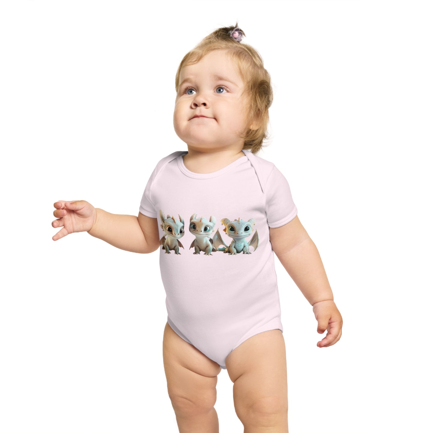 Short Sleeve Baby Bodysuit with 3 Cute Baby Dragons | Teeny Tiny Dragons