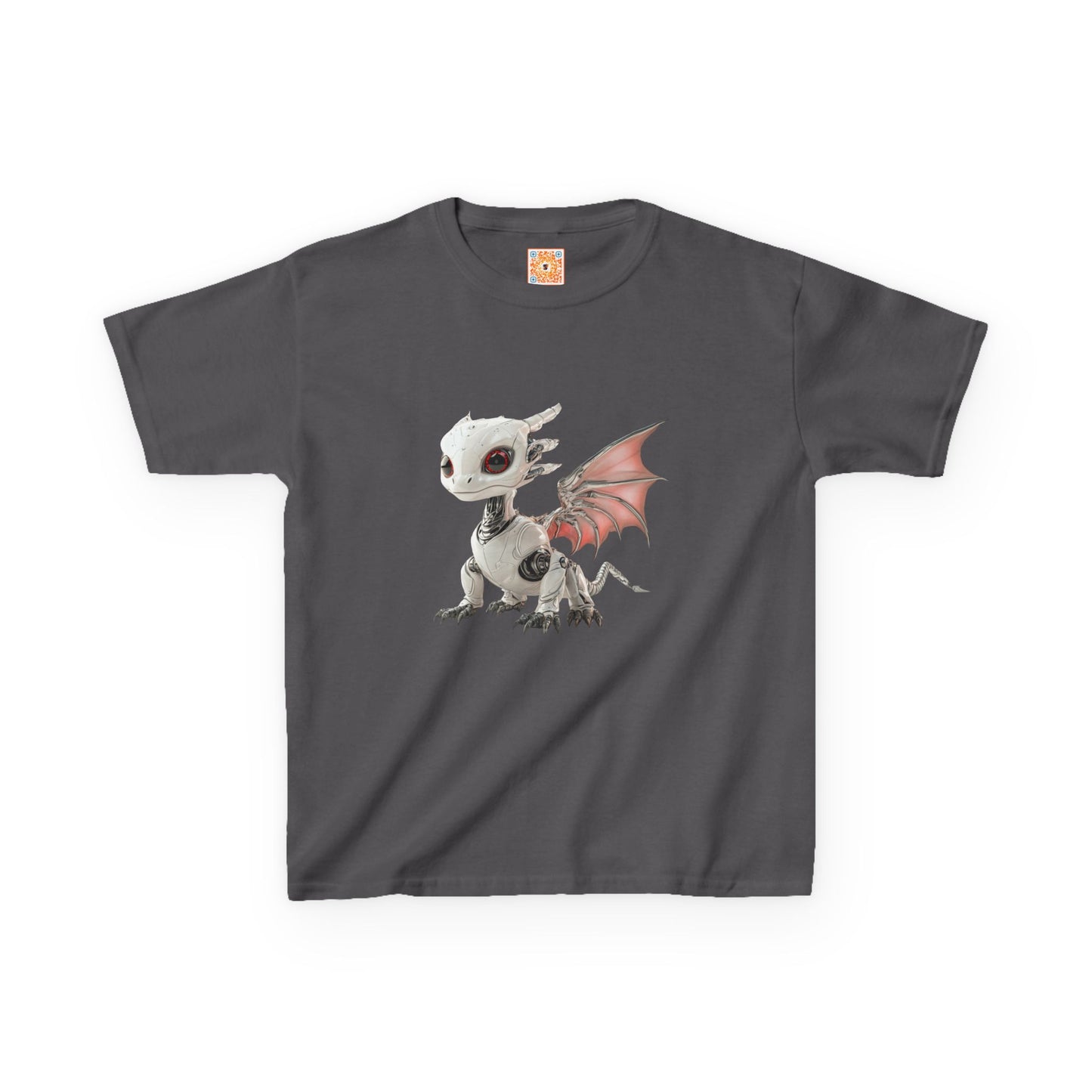 Sitting Grey Robot Dragon Kids 100% Cotton T-Shirt - Teeny Tiny Dragons