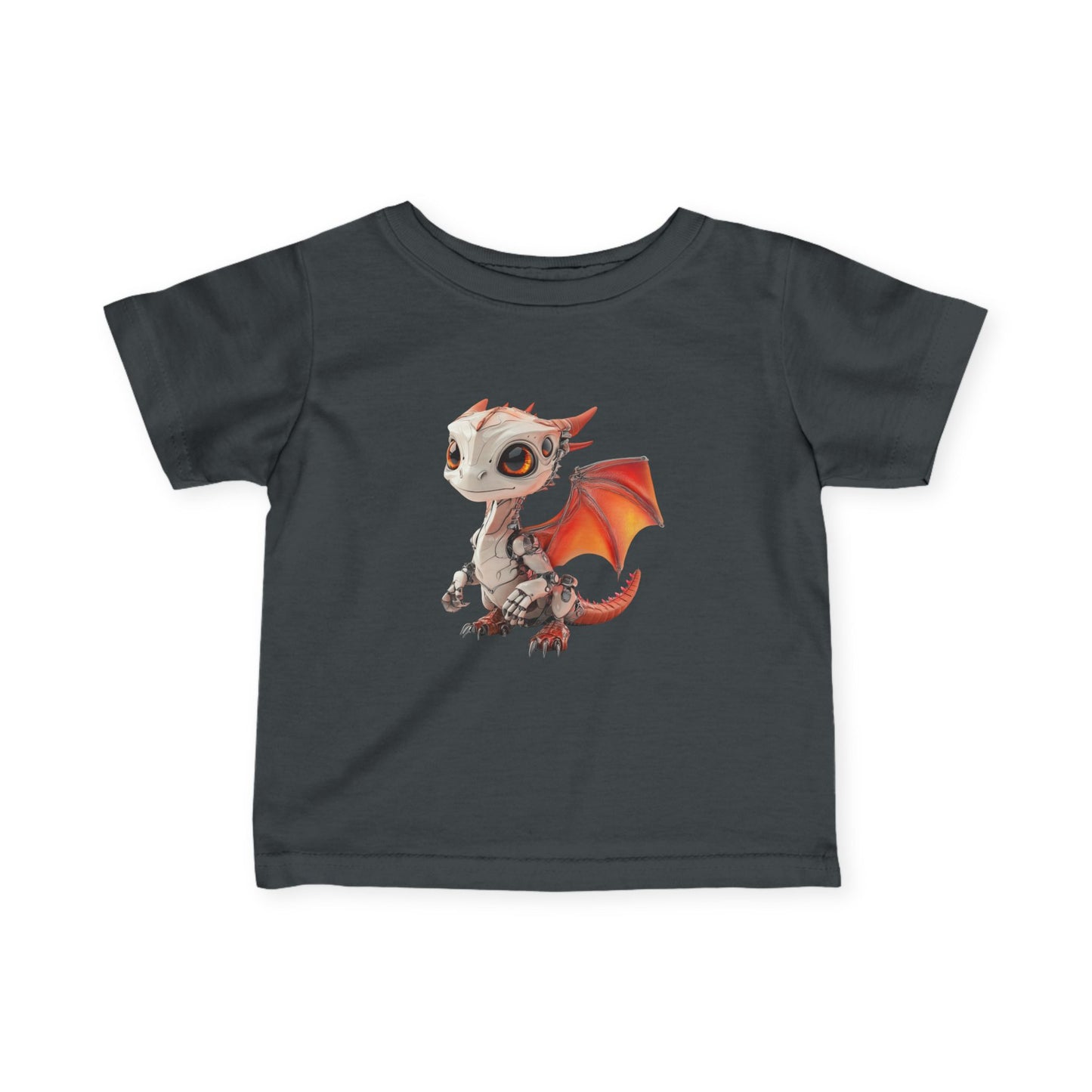 Cute Little Red Robot Dragon Infant Fine Jersey T-Shirt - Teeny Tiny Dragons